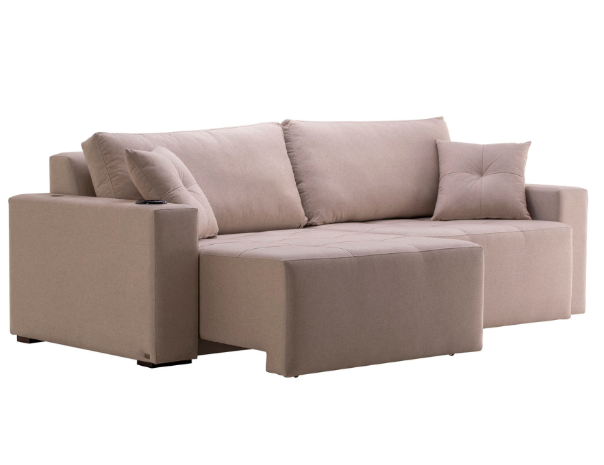 Detalhes elegantes do Sofá Retrátil Solo em uso.