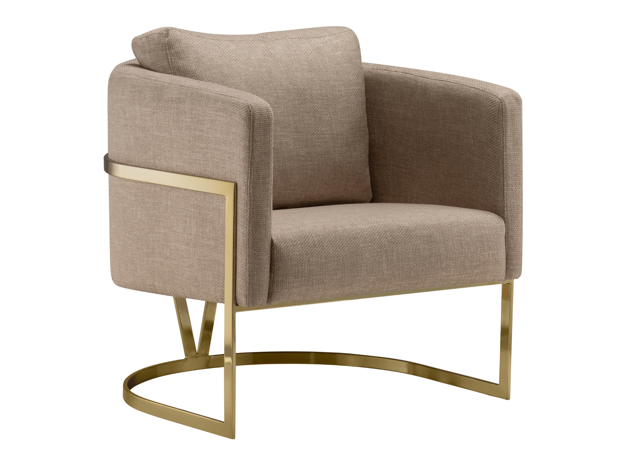 Poltrona Bastet sofisticada, com estrutura em aço carbono e estofamento luxuoso, ideal para realçar a decoração de qualquer ambiente.