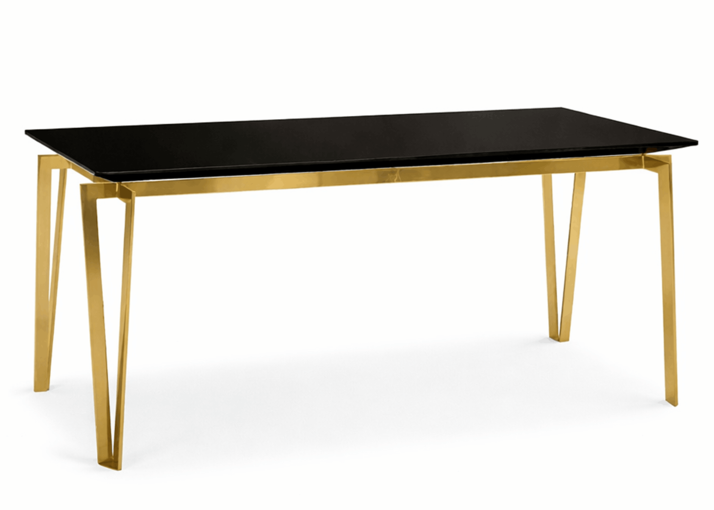 Aparador Lys com estrutura em inox dourado e linhas minimalistas, perfeito para decoração contemporânea.