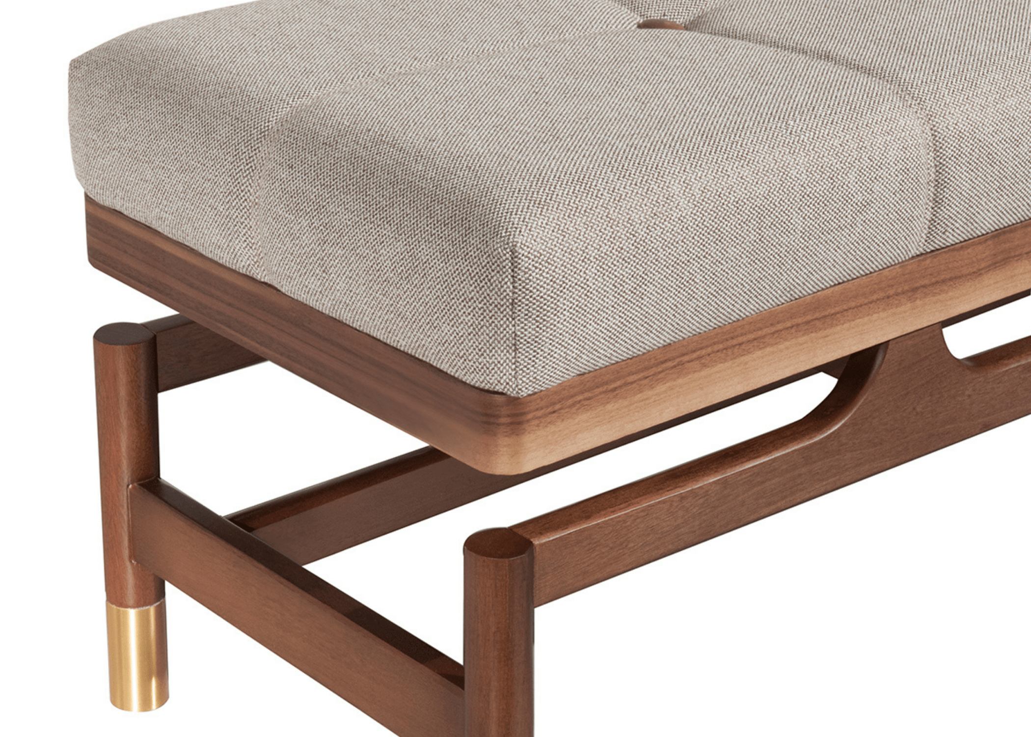 Detalhe da base do Banco Gucci, evidenciando sua elegância e sofisticação