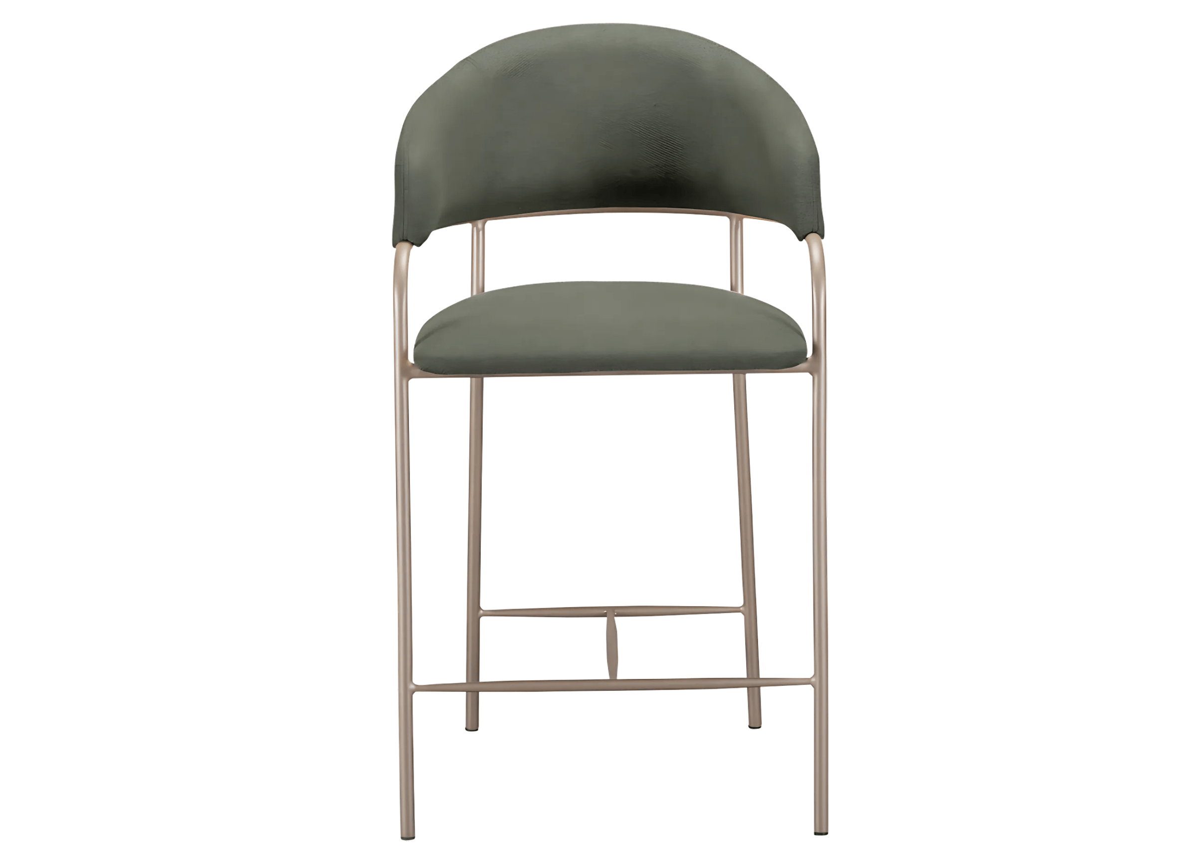 Banqueta Eron com base em aço carbono e estofado verde musgo