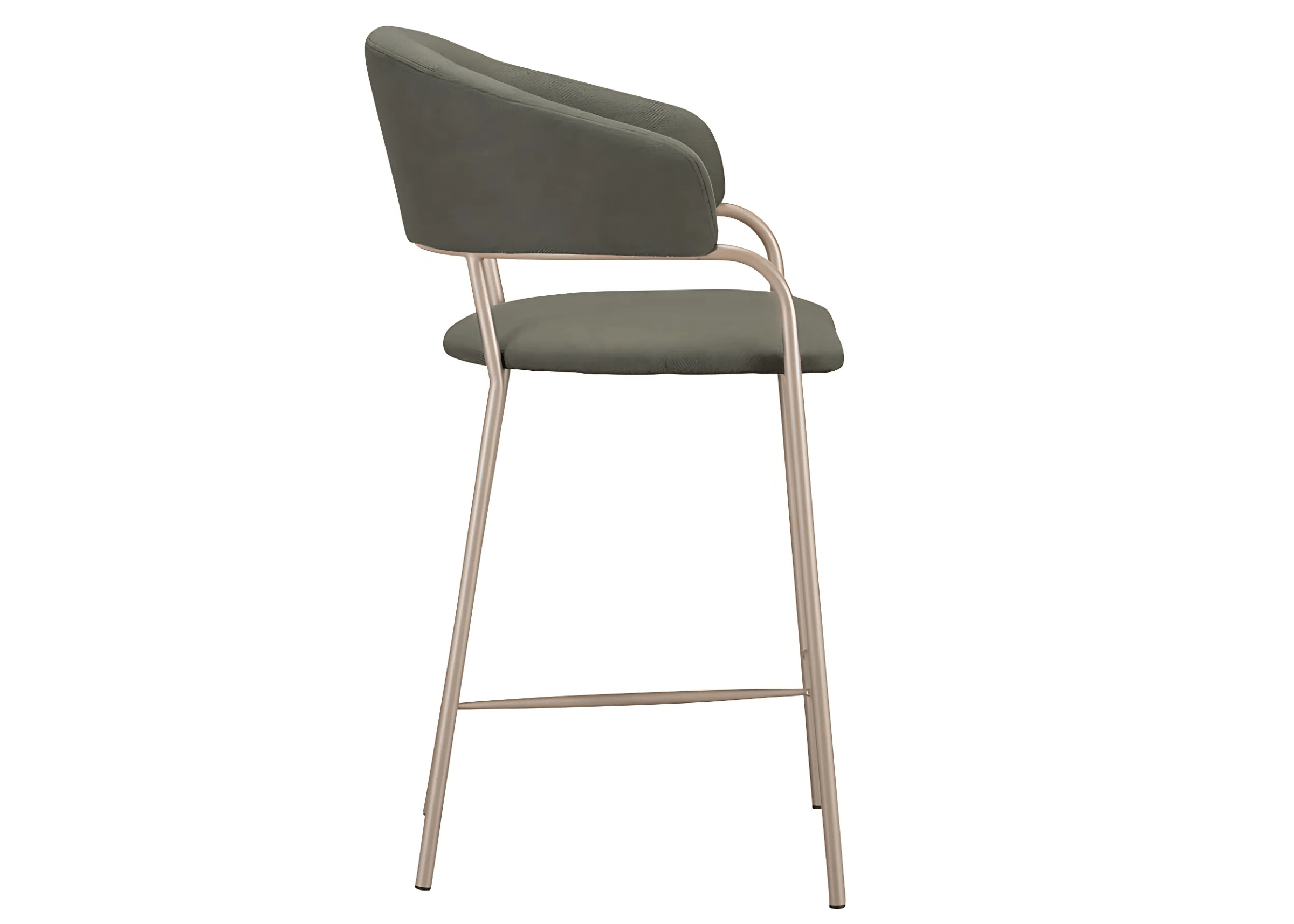 Vista lateral da Banqueta Eron em bancada sofisticada.