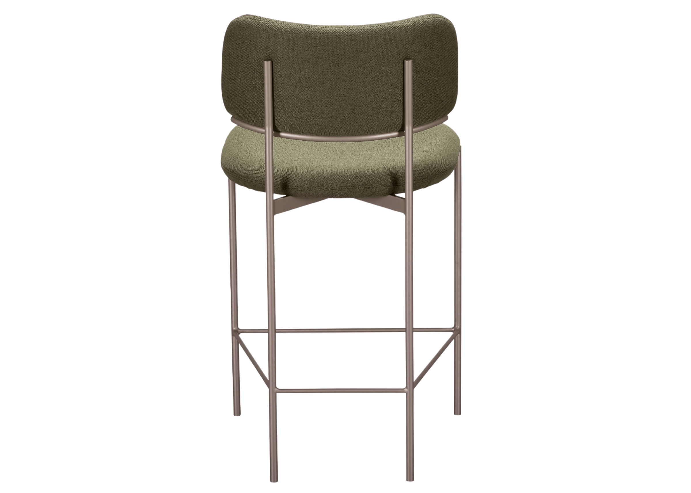 Detalhe do encosto estofado da Banqueta Keith