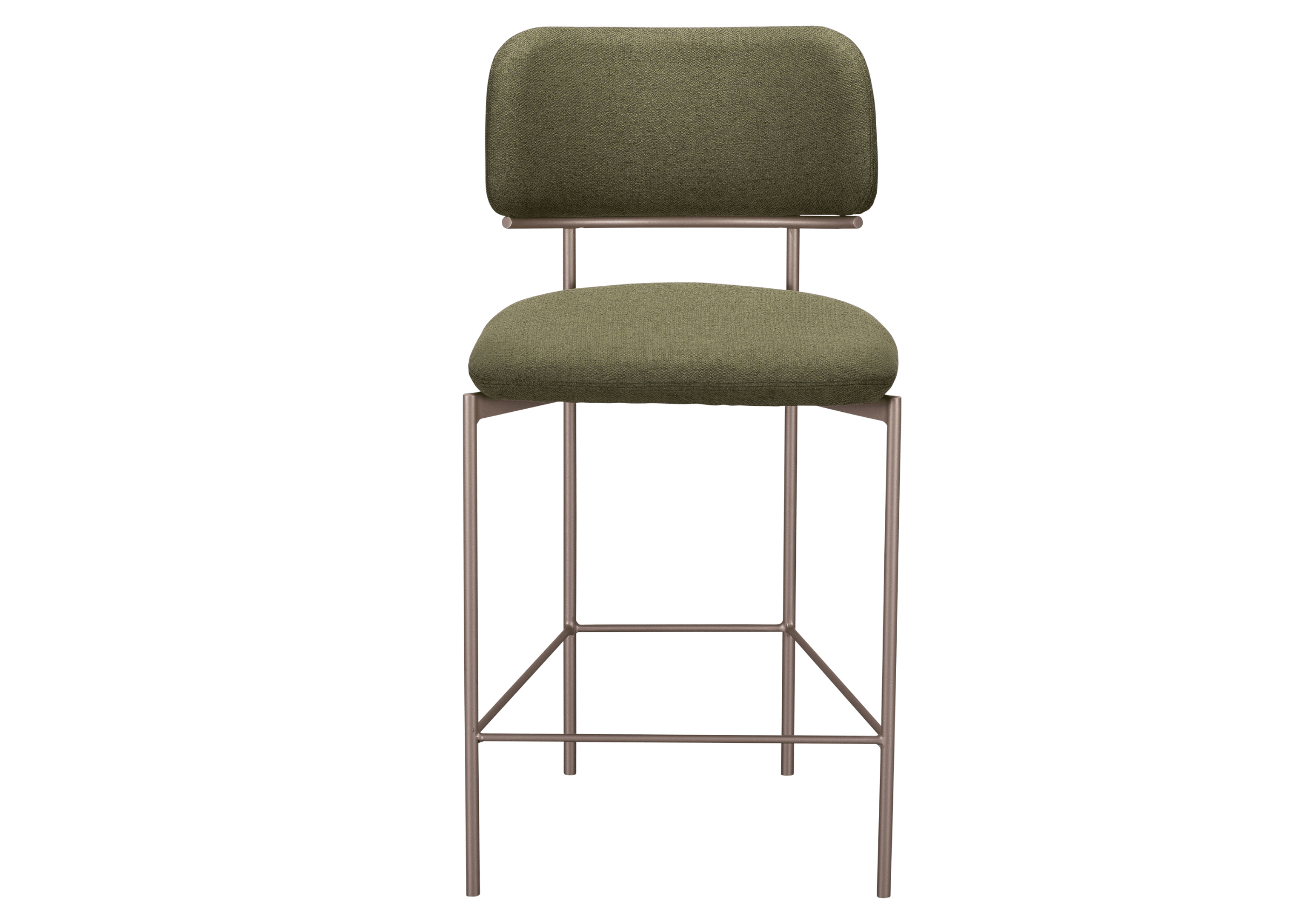 Banqueta Keith com base em aço carbono e estofado verde musgo