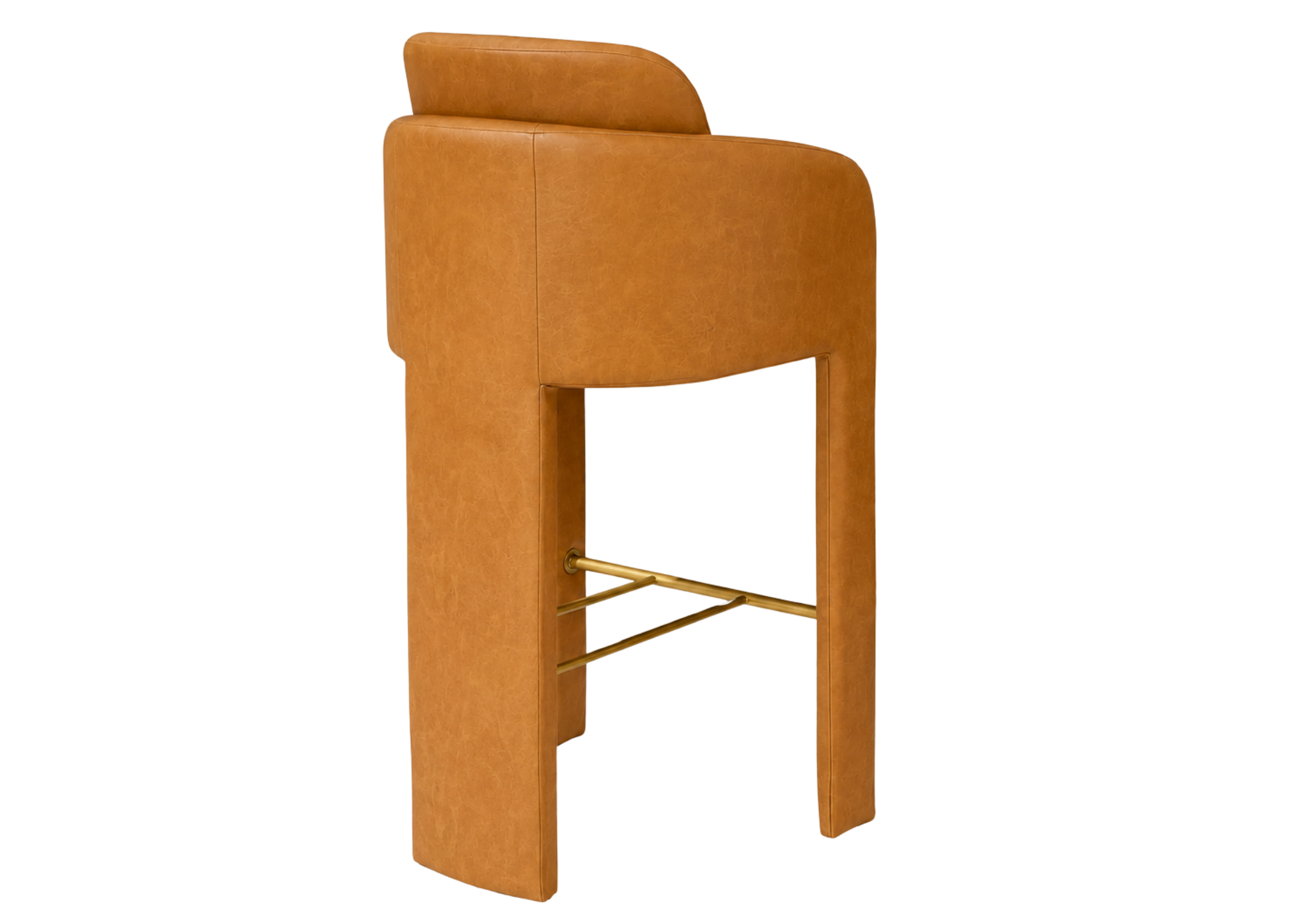 Banqueta Mozard com design contemporâneo, estrutura em madeira, encosto ergonômico e acabamento sofisticado em aço inox.