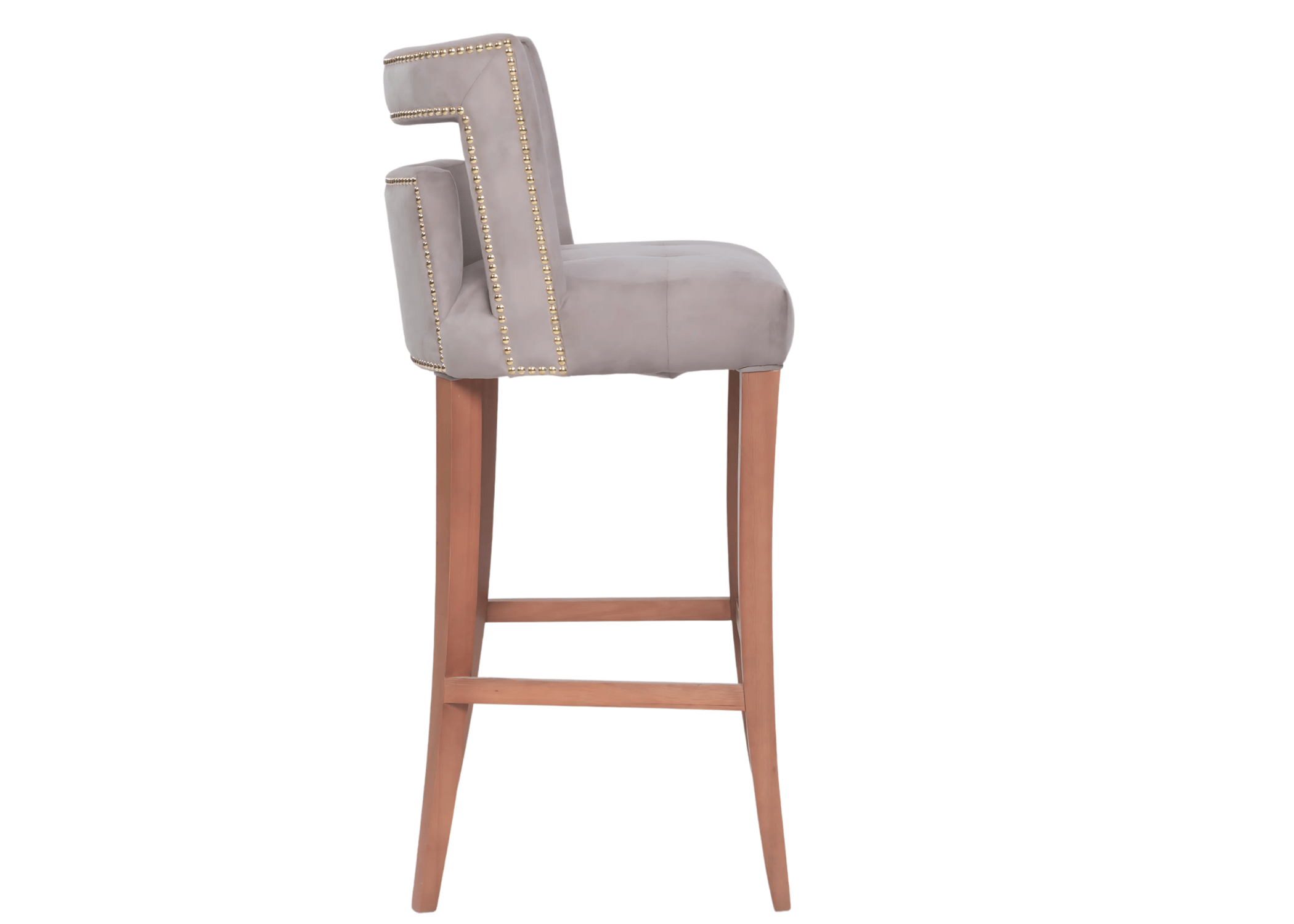 Banqueta Alicia em ângulo, destacando seu design geométrico inovador.