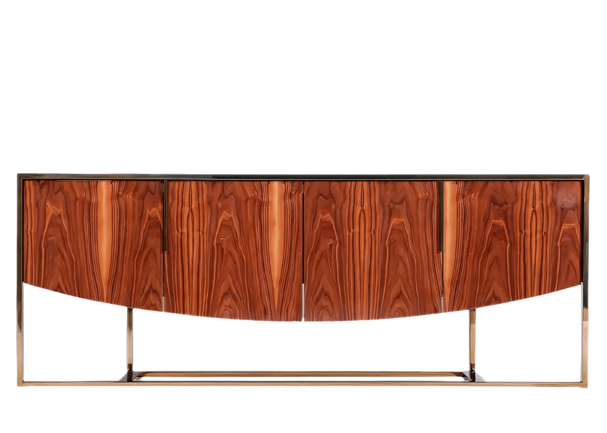 Buffet Baggio I com base em aço inox e portas em madeira