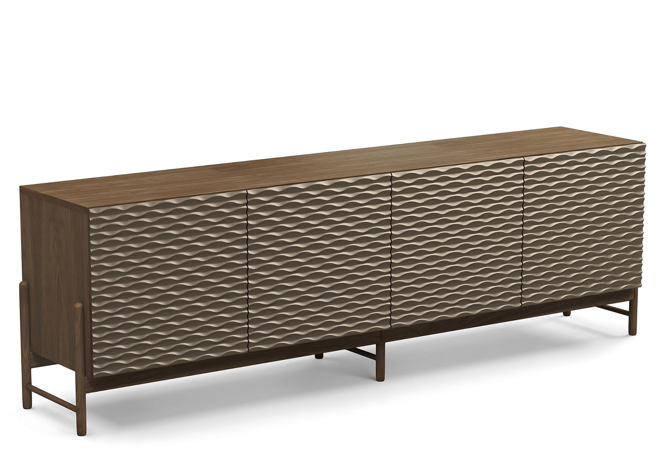 Buffet Cris em destaque, harmonia entre nobreza da madeira e versatilidade do MDF.