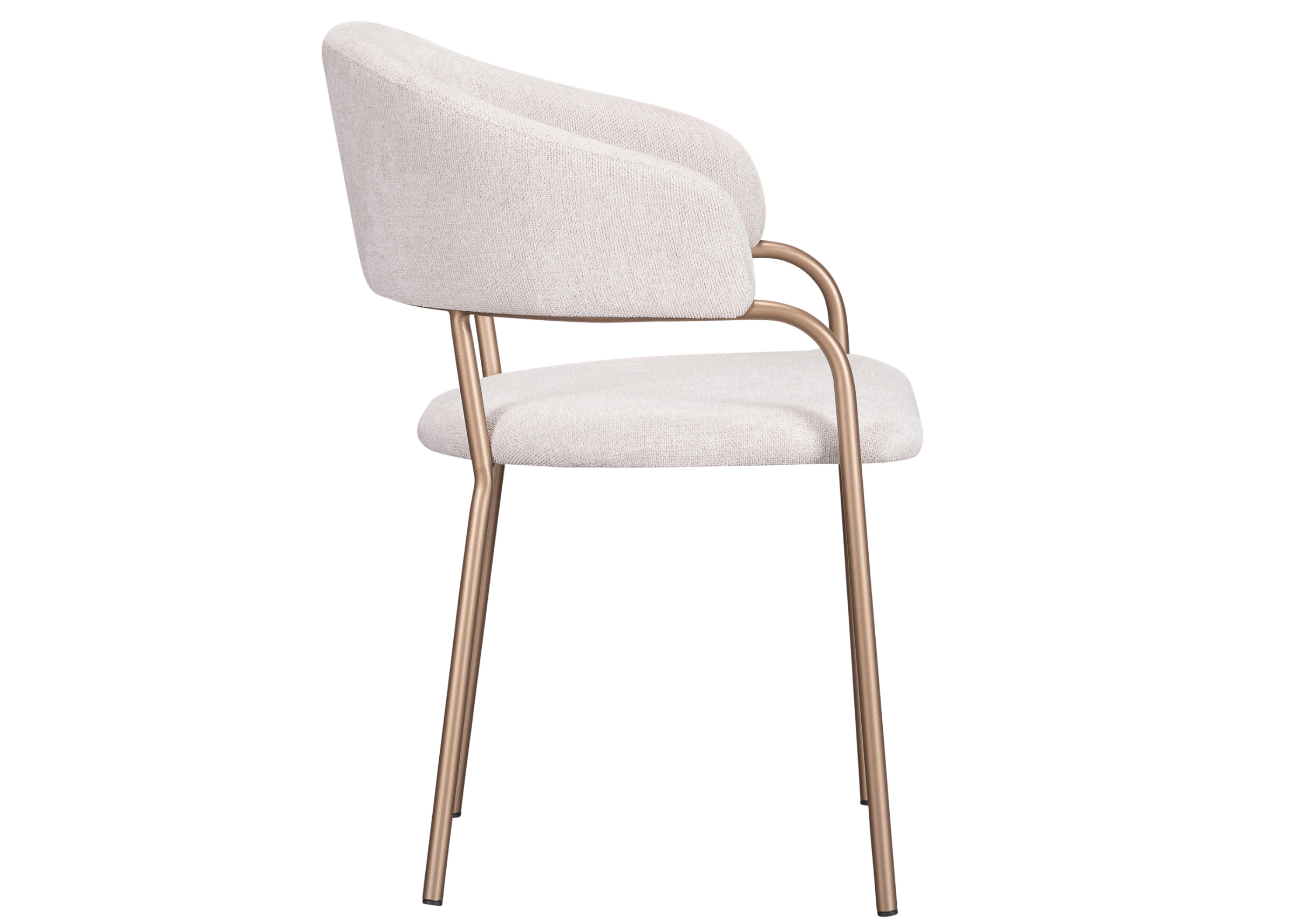 Vista lateral da Cadeira Eron destacando os braços em aço carbono.