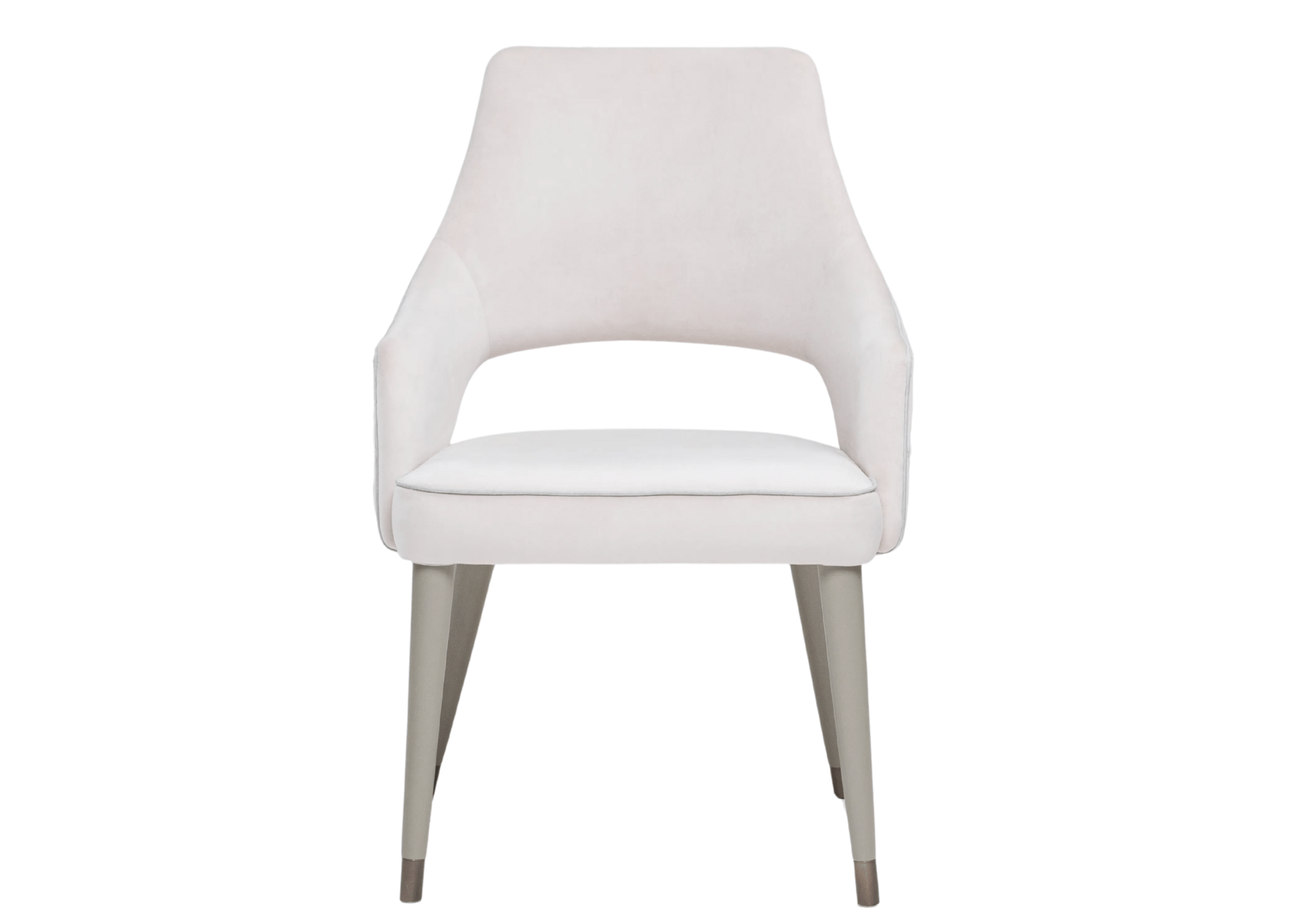 Cadeira Vicenza estofada com design moderno e pés em metal.