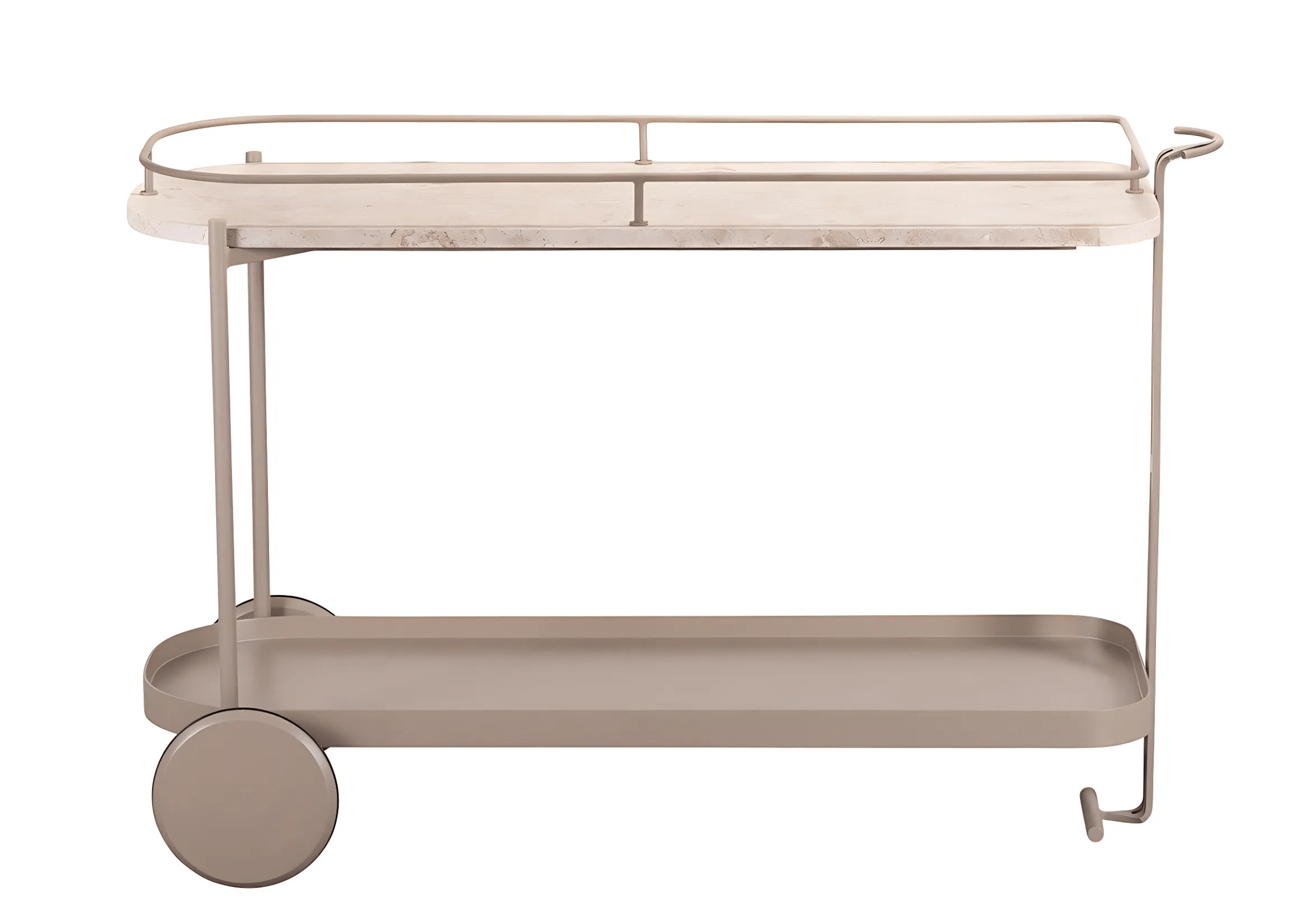 Carrinho Bar Rock com tampo em mármore e estrutura em aço carbono pintado