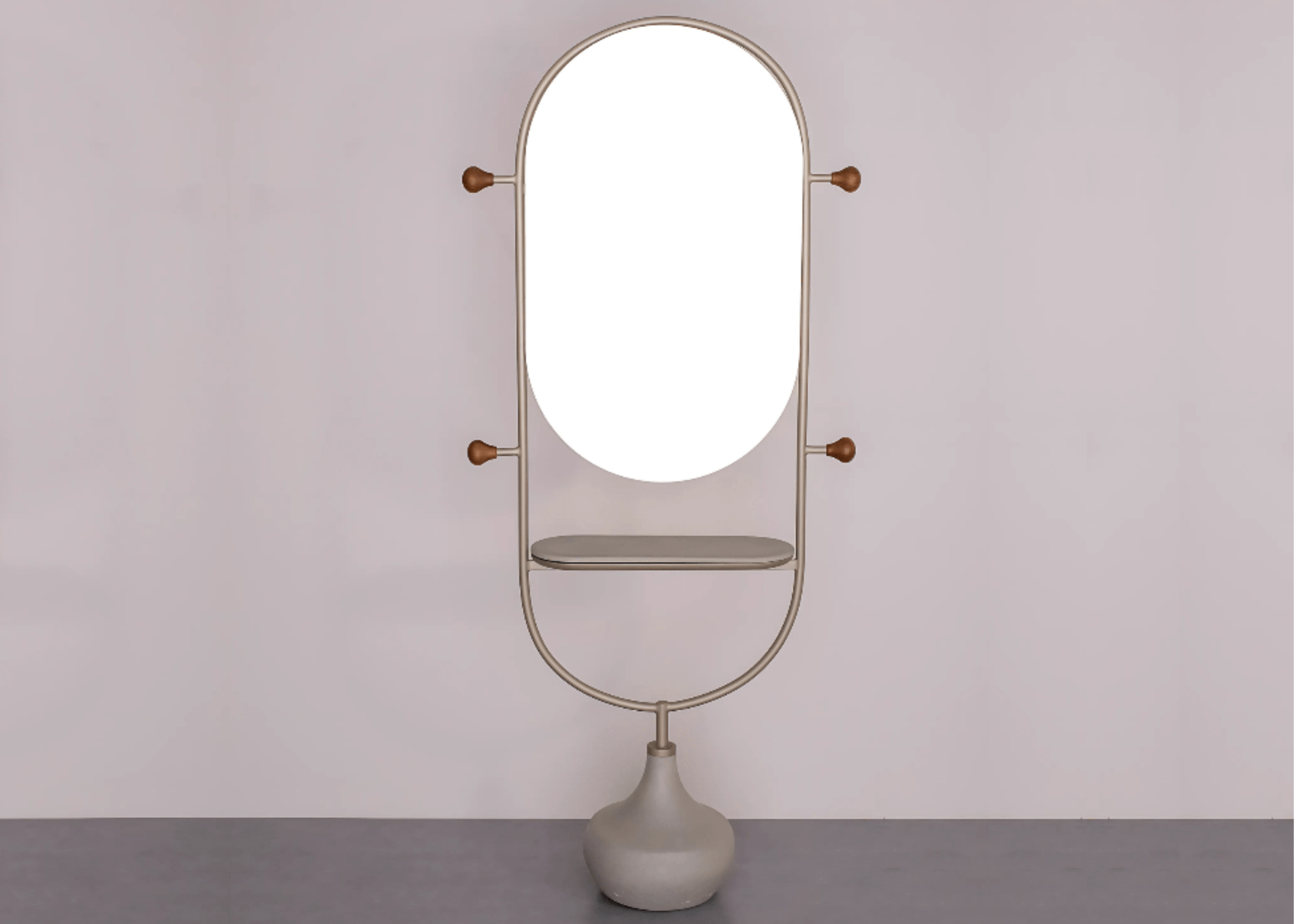 Espelho de chão Pilar com moldura elegante e design vertical. Peça contemporânea ideal para halls de entrada, closets ou quartos sofisticados.