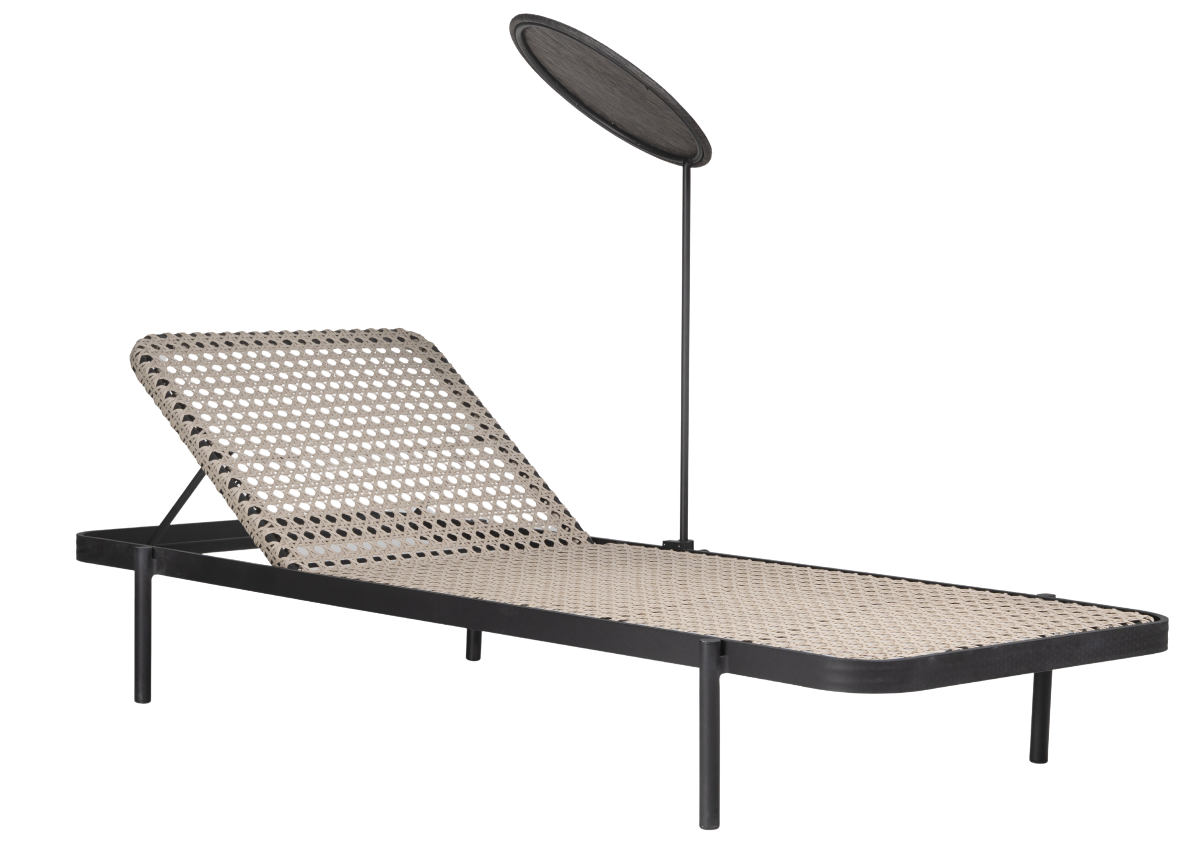 Detalhe da trama em fibra da Espreguiçadeira Suri, acabamento artesanal que garante conforto e ventilação.