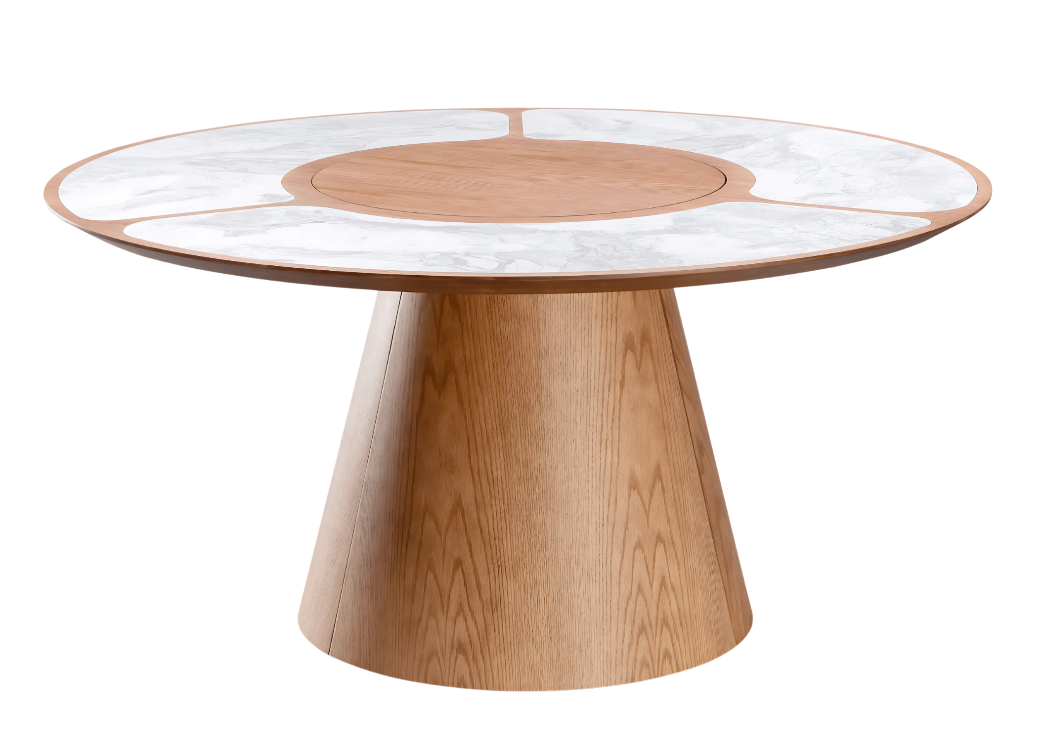 Mesa de Jantar Flat com base em madeira e tampo giratório em TS.