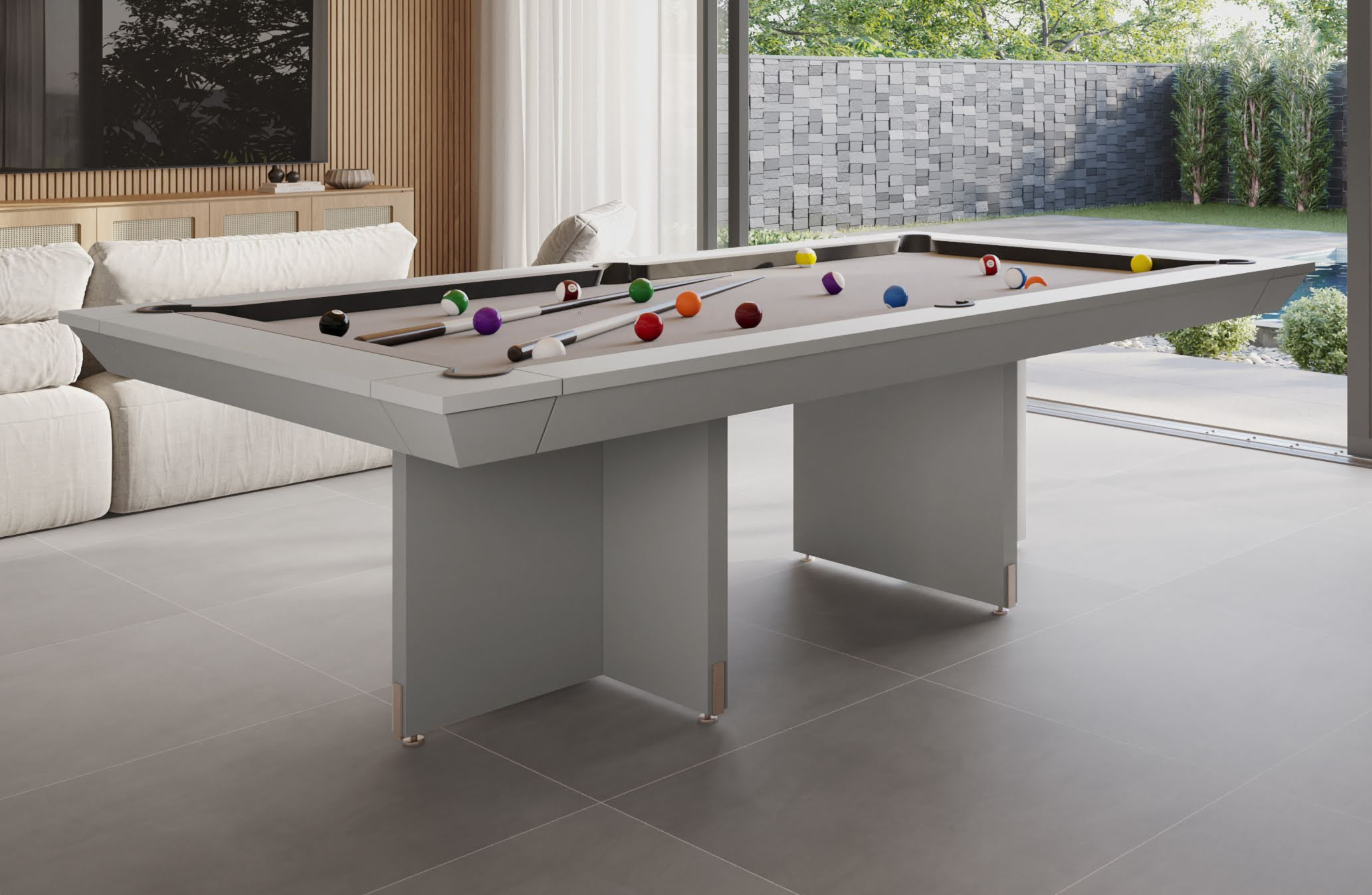 A transformação perfeita entre o jogo e o jantar: a mesa Elegance combina estilo moderno com uma funcionalidade versátil.