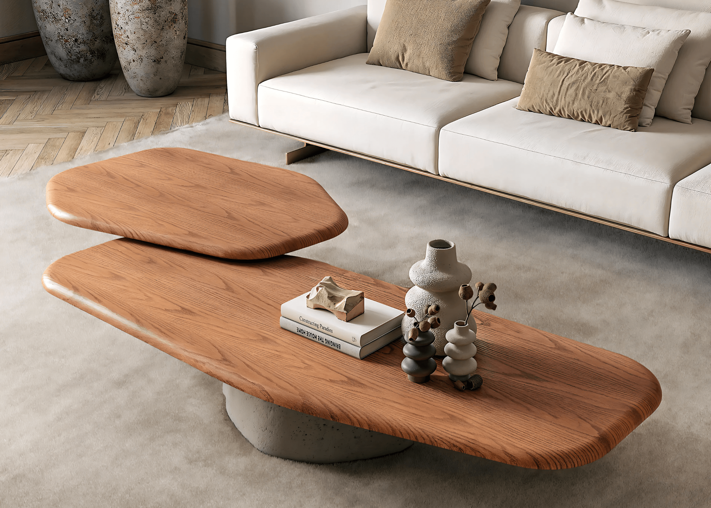 Mesa de Centro Margot integrando um espaço aconchegante e moderno.