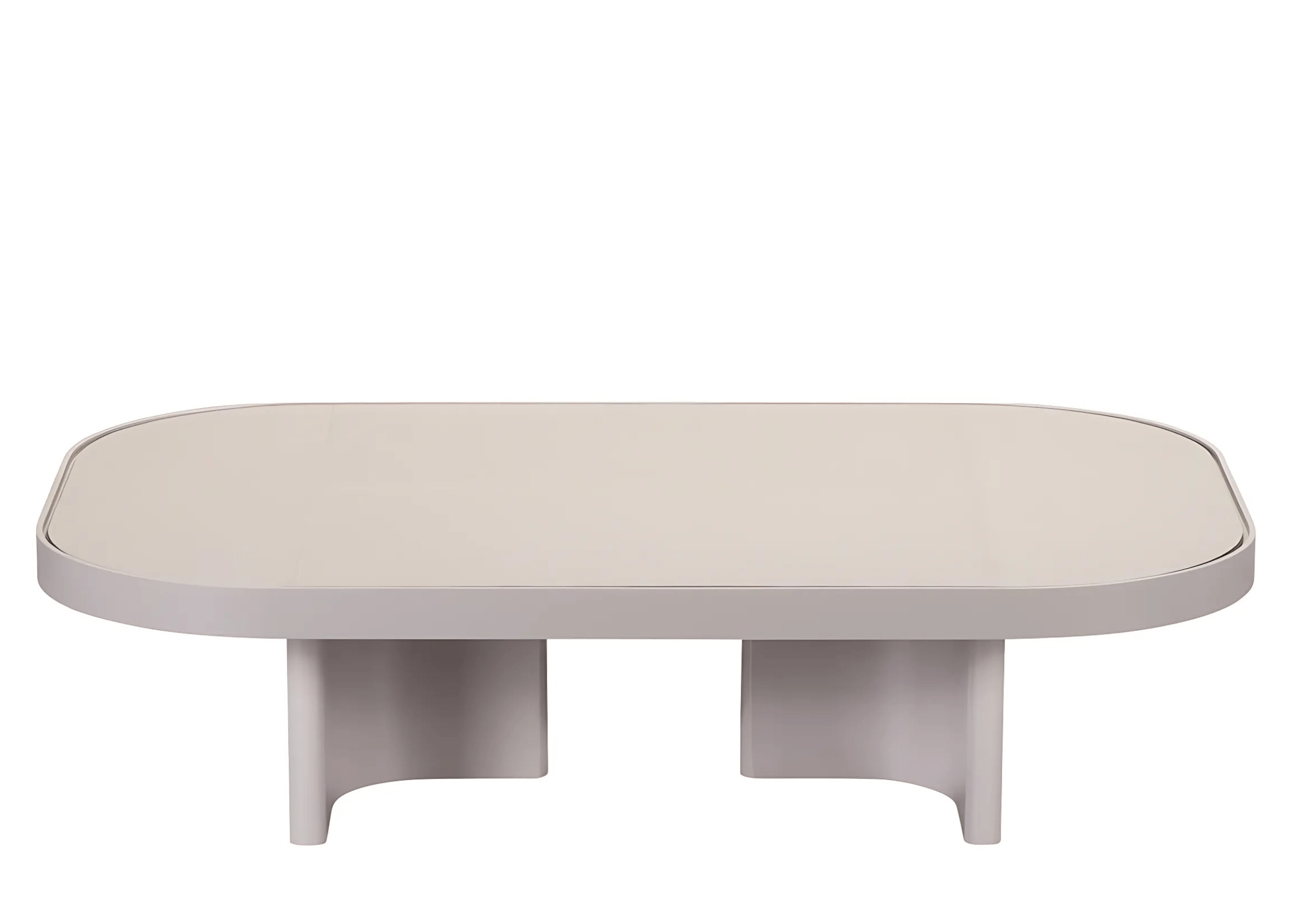Mesa de centro Nilo retangular com tampo de pedra e borda laqueada.