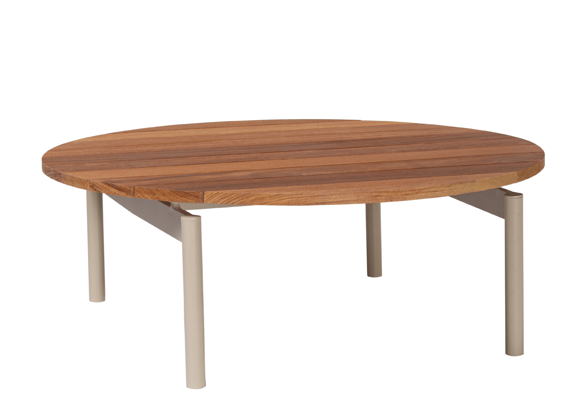 Mesa de Centro Zen com tampo de madeira cumarú e estrutura metálica