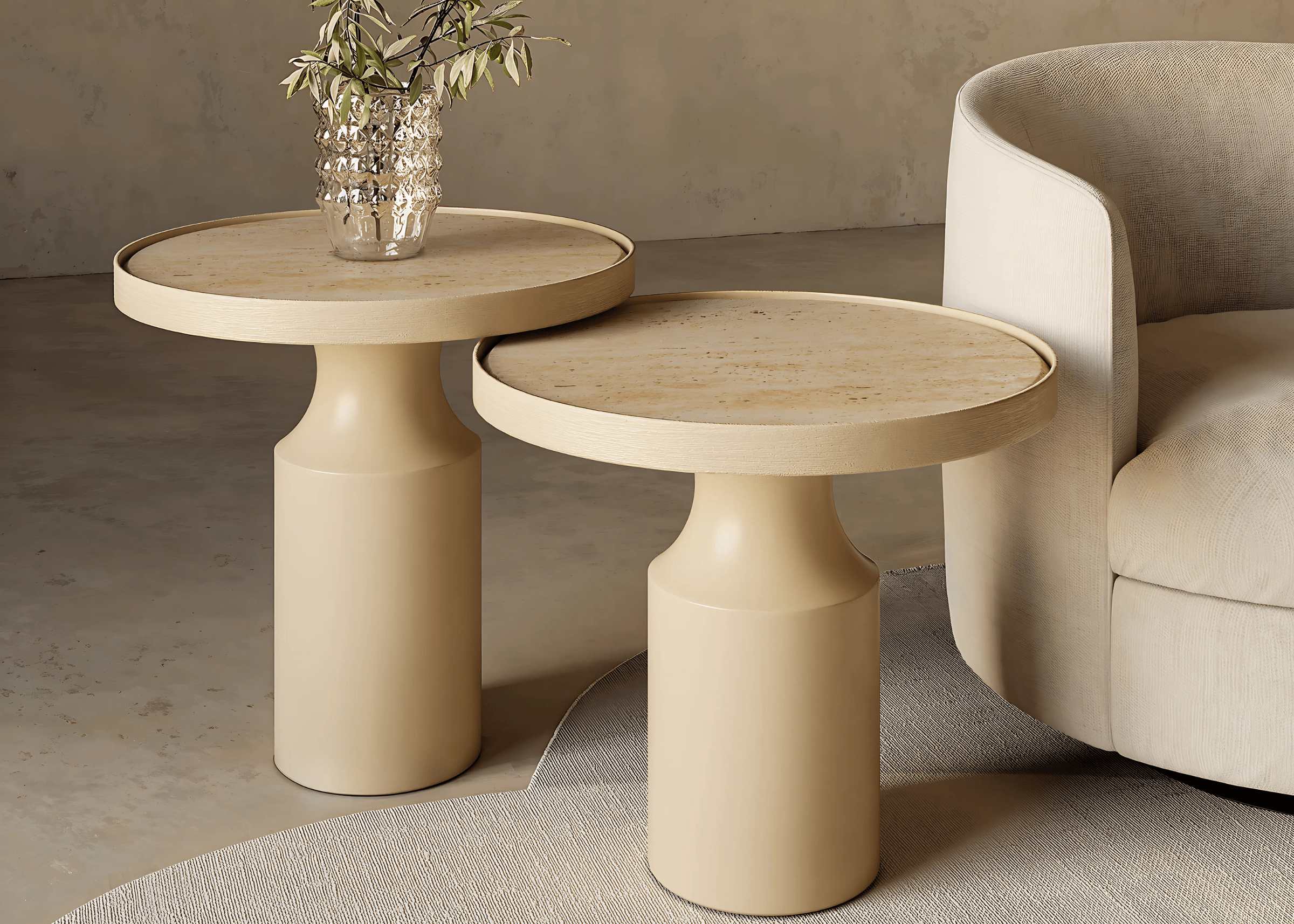Mesa Lateral Glen em ambiente sofisticado com decoração contemporânea.