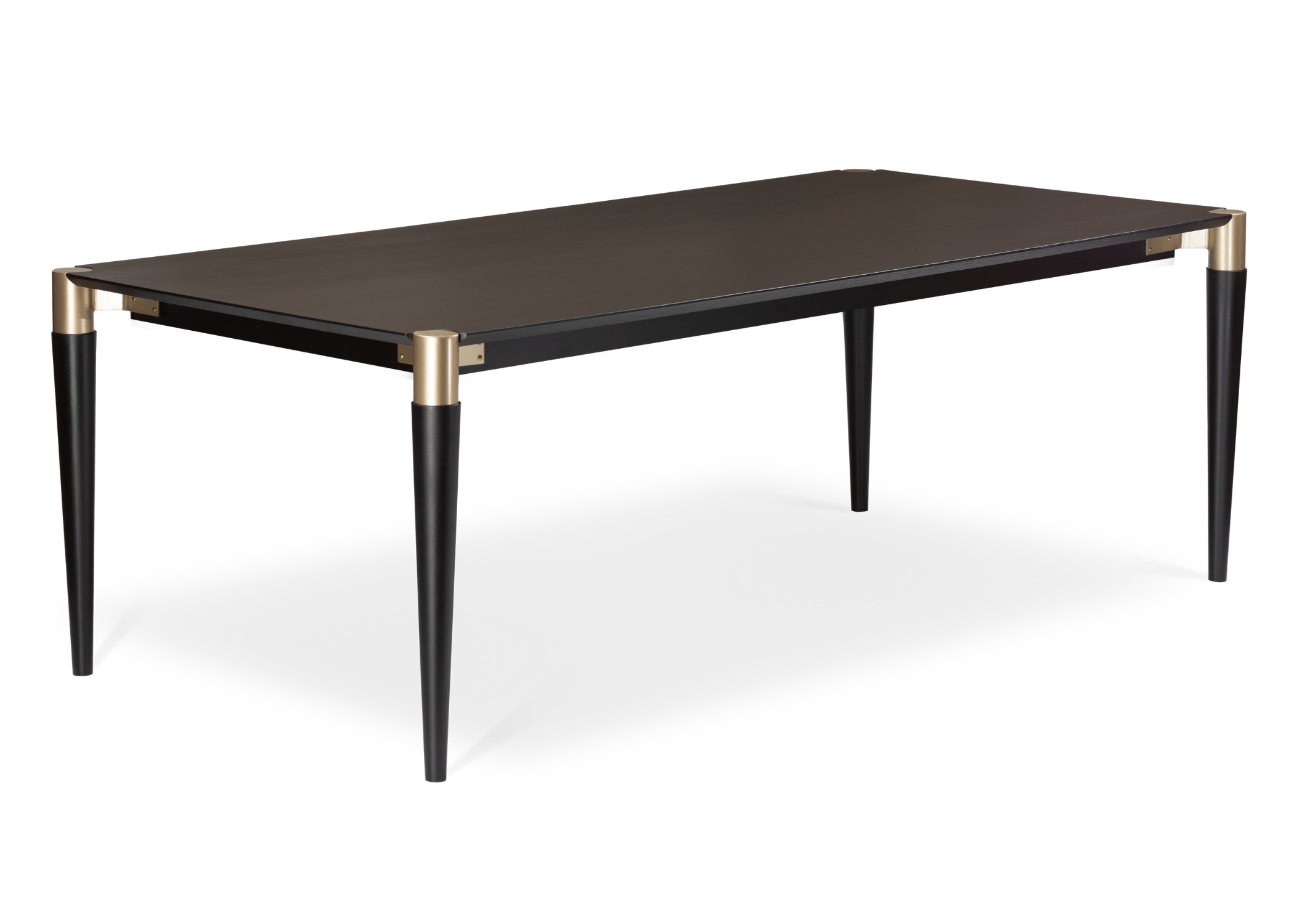 Visão lateral da Mesa de Jantar Nyx, revelando seu design minimalista e sofisticado.