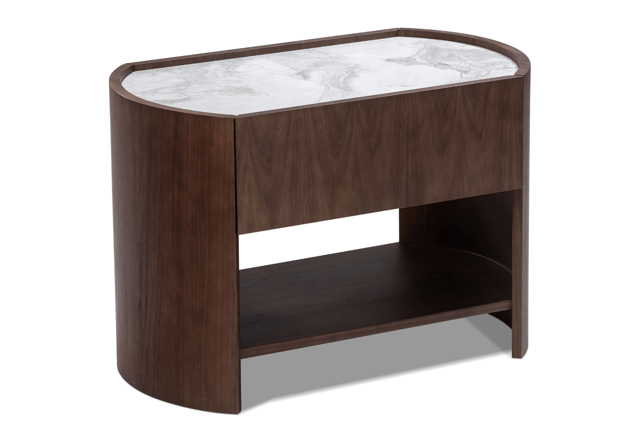 Mesa de Cabeceira Anne: tampo espaçoso e gaveta para armazenamento discreto no quarto.