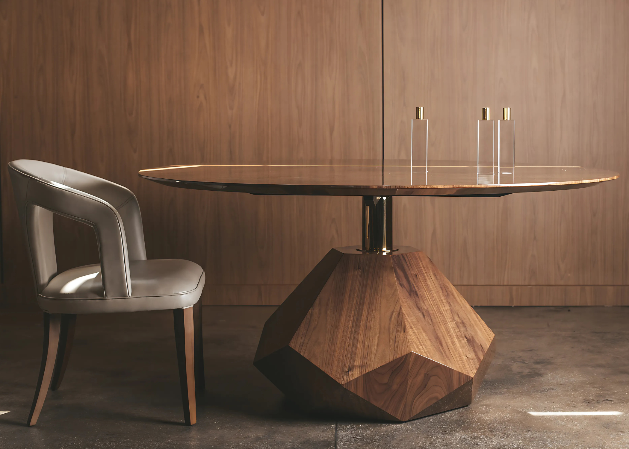 Sala de jantar com a elegante Mesa Ambar em destaque.