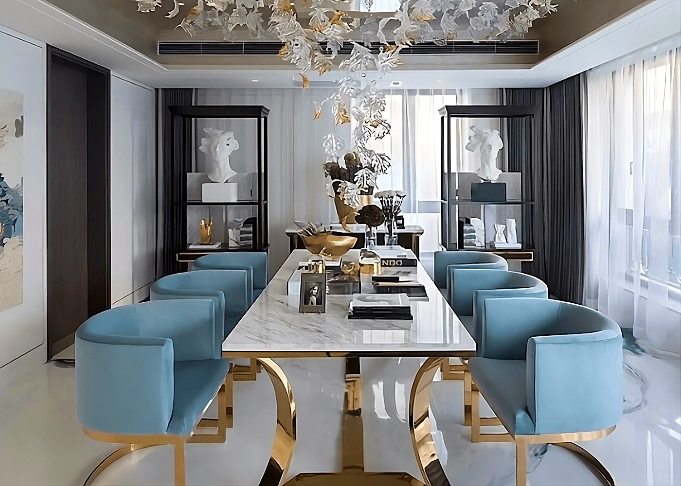 Mesa de Jantar Gregori seu design com linhas modernas proporciona requinte e elegância para a sala de jantar.