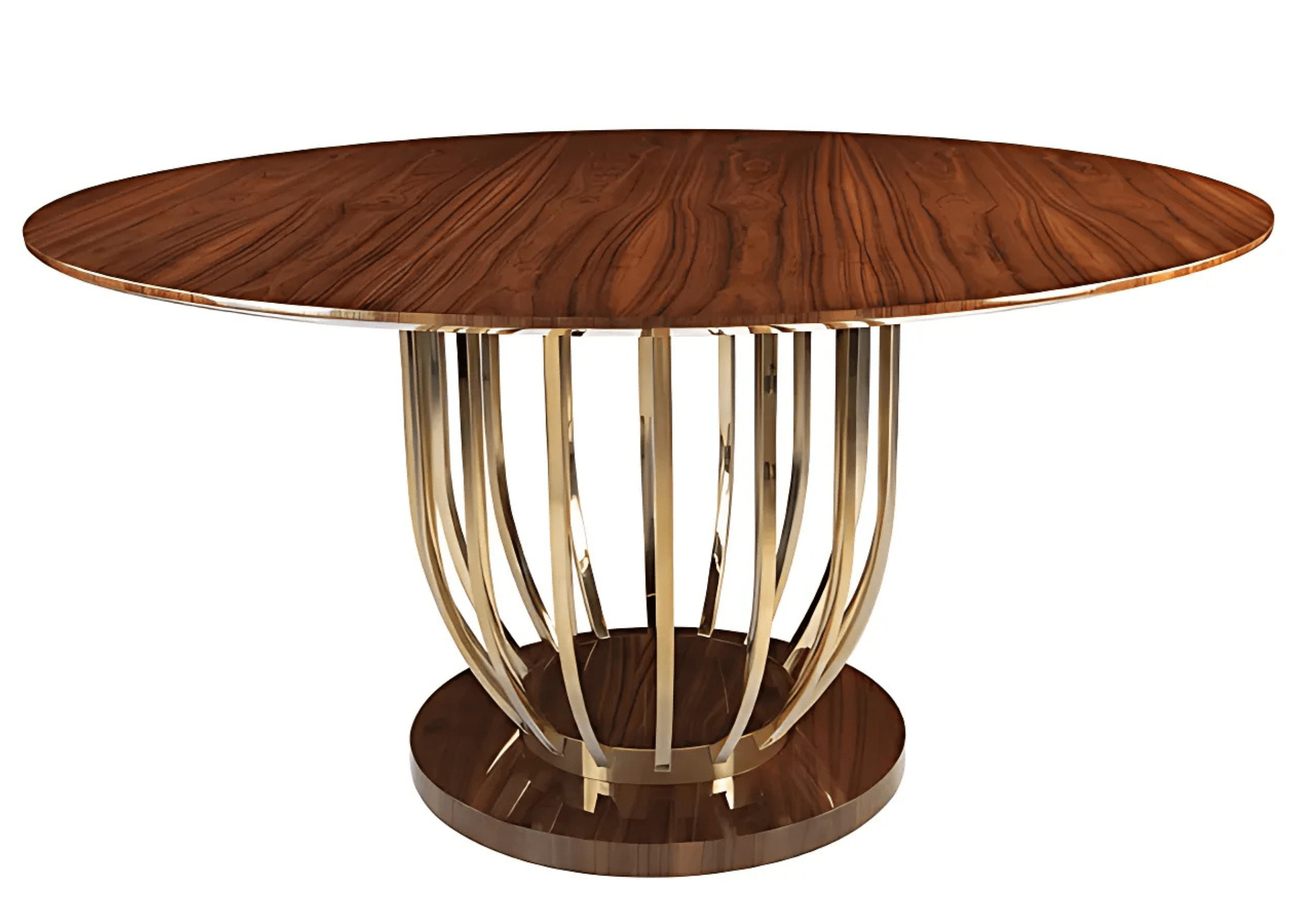 Mesa de Jantar Liane com tampo redondo em madeira.