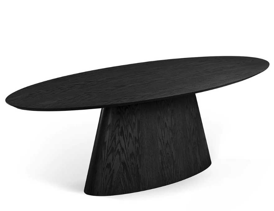 Mesa de Jantar Lili vista de cima, destacando sua forma oval.