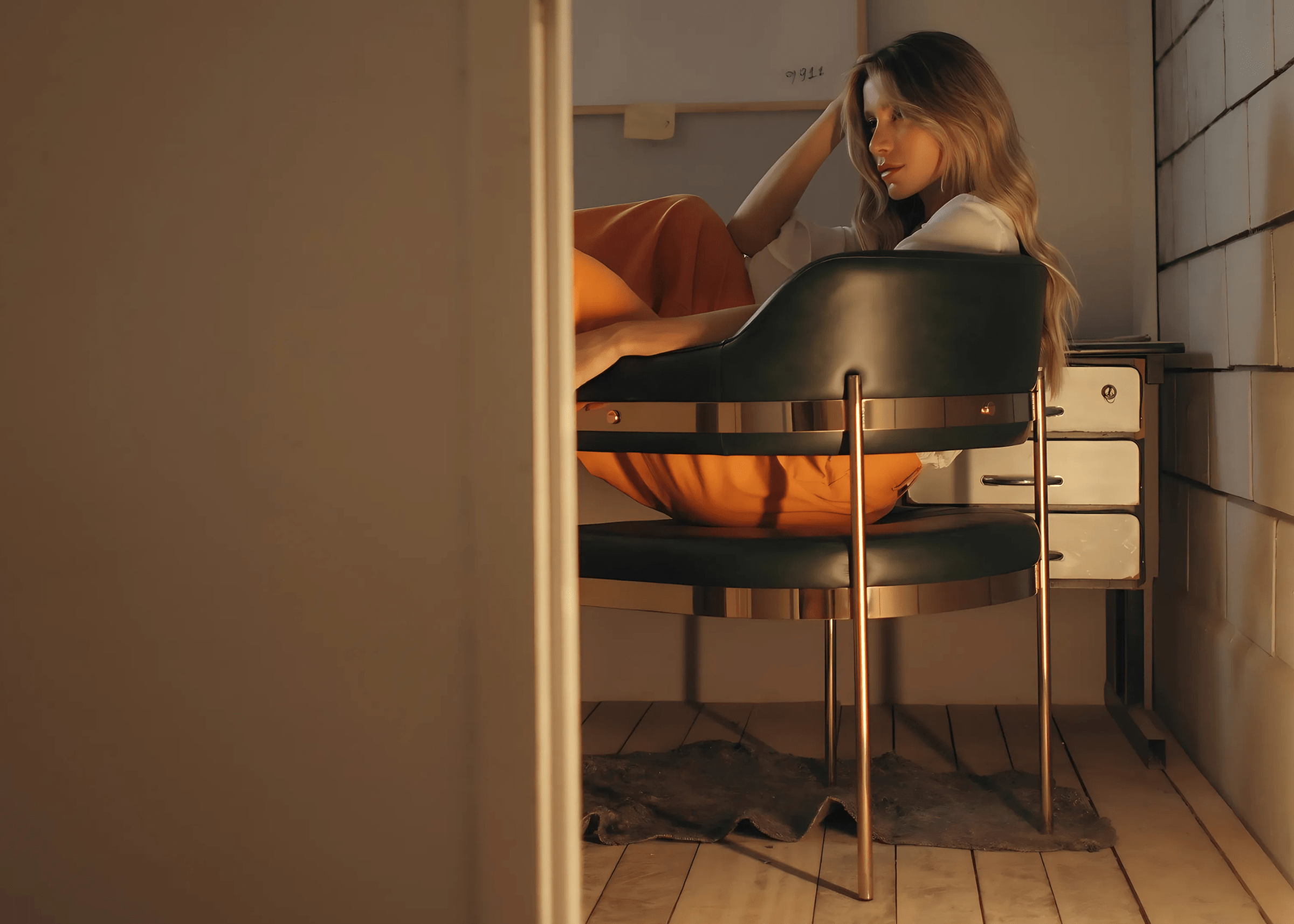 Detalhe da Cadeira Sense em ambiente clean e moderno