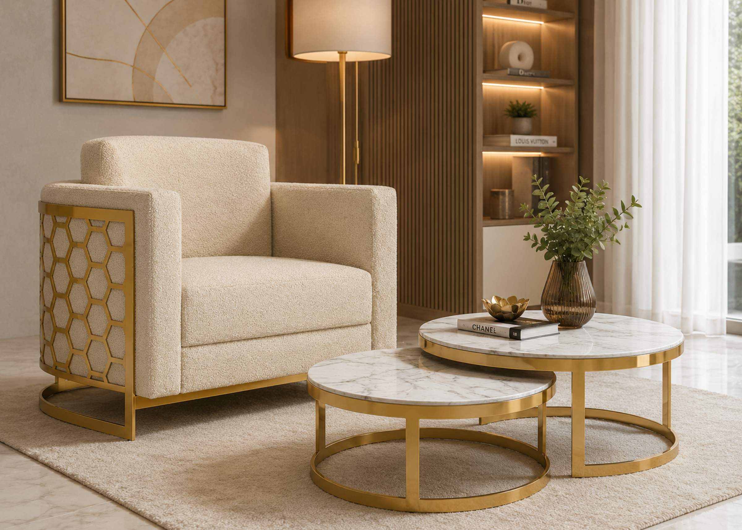Poltrona Supreme estofada em veludo com design contemporâneo e encosto curvo para ambientes elegantes