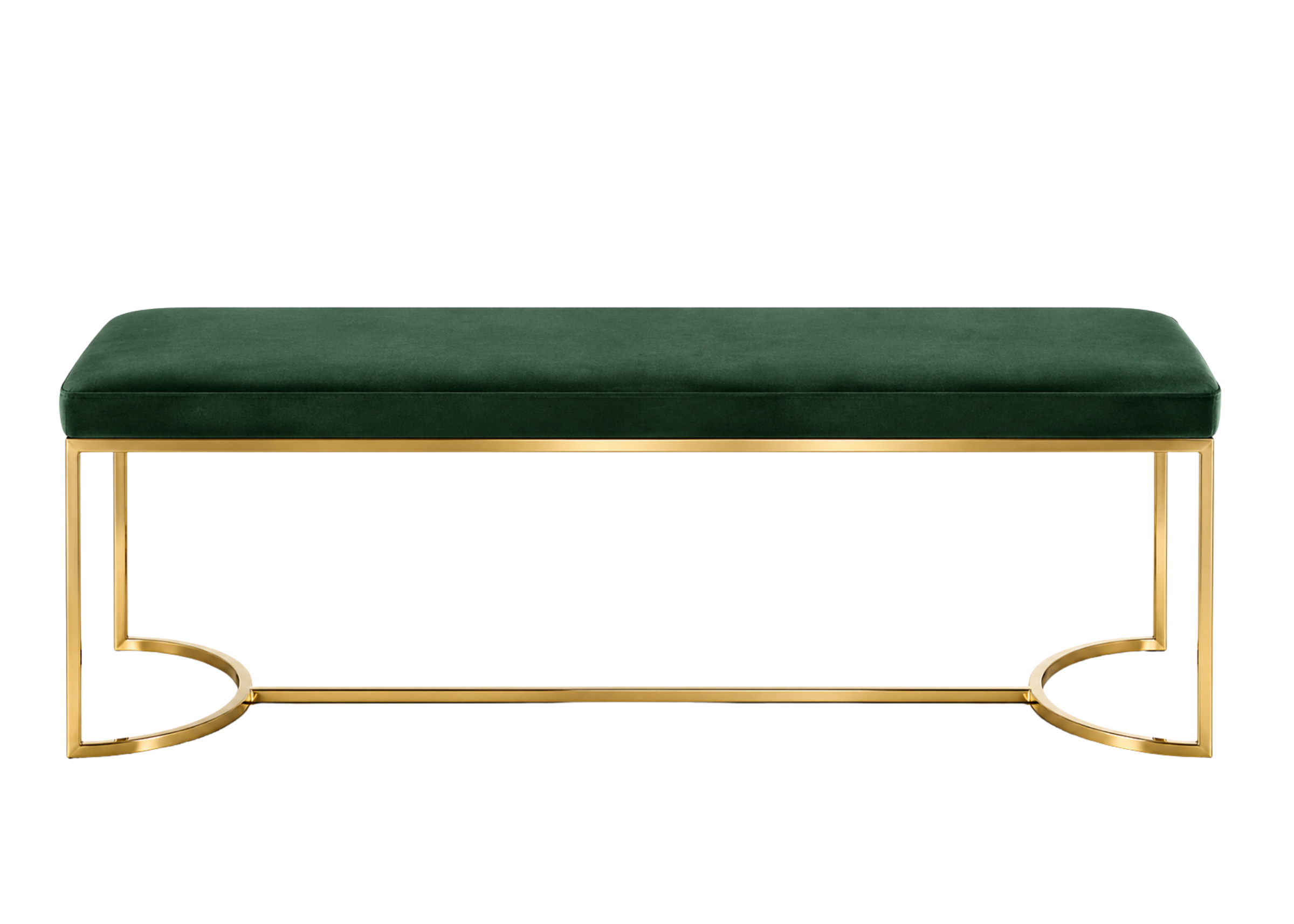 Recamier Sara com estrutura em aço inox brilhante e design contemporâneo para ambientes refinados.