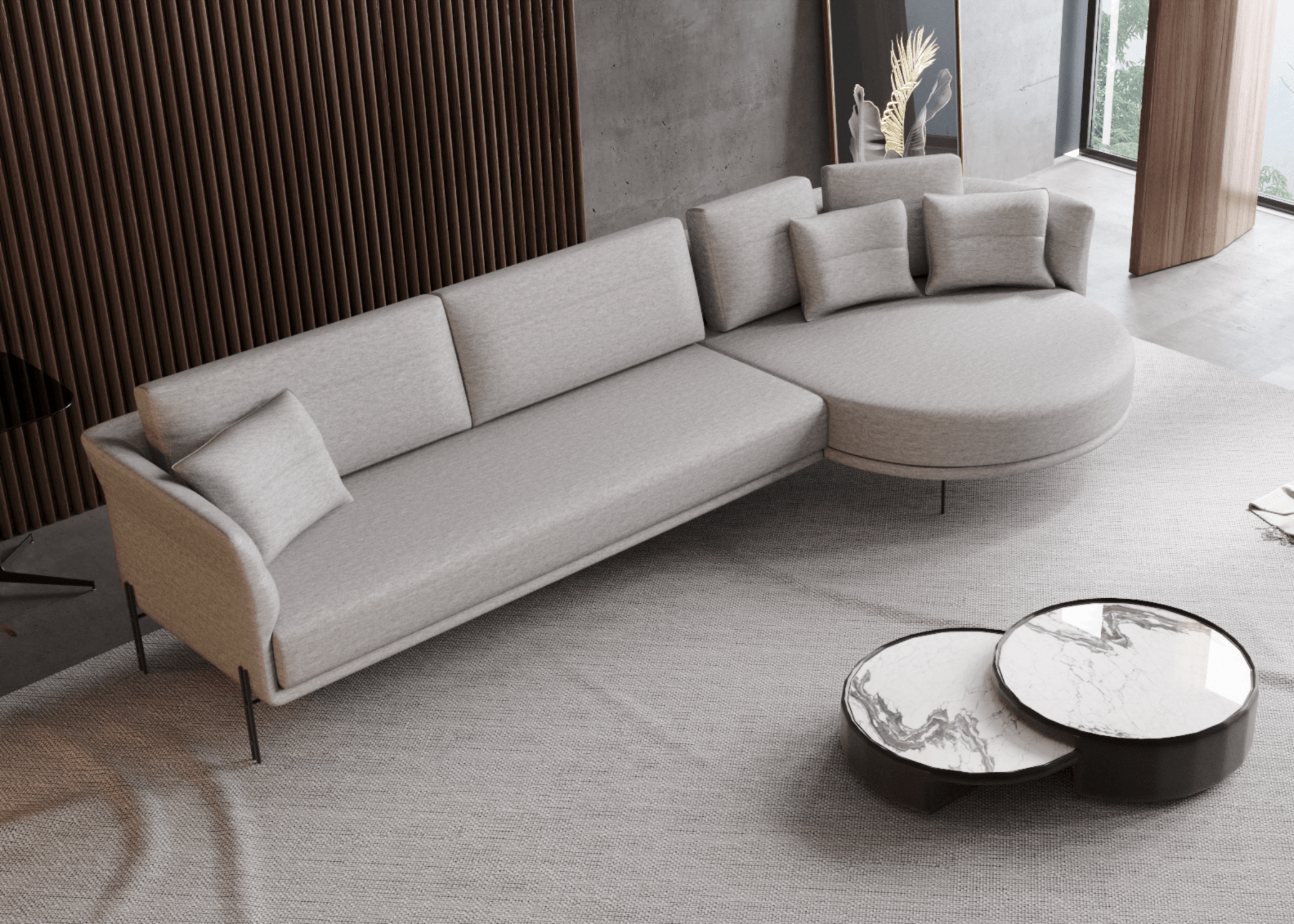Ambiente moderno com o Sofá Dommé estilo e durabilidade.