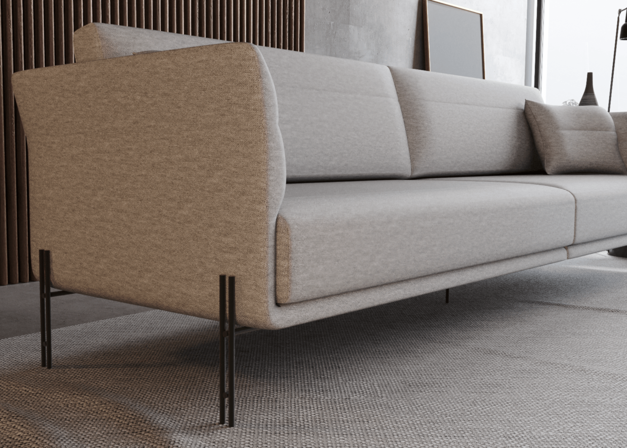 Decoração contemporânea com o Sofá Dommé beleza e conforto.