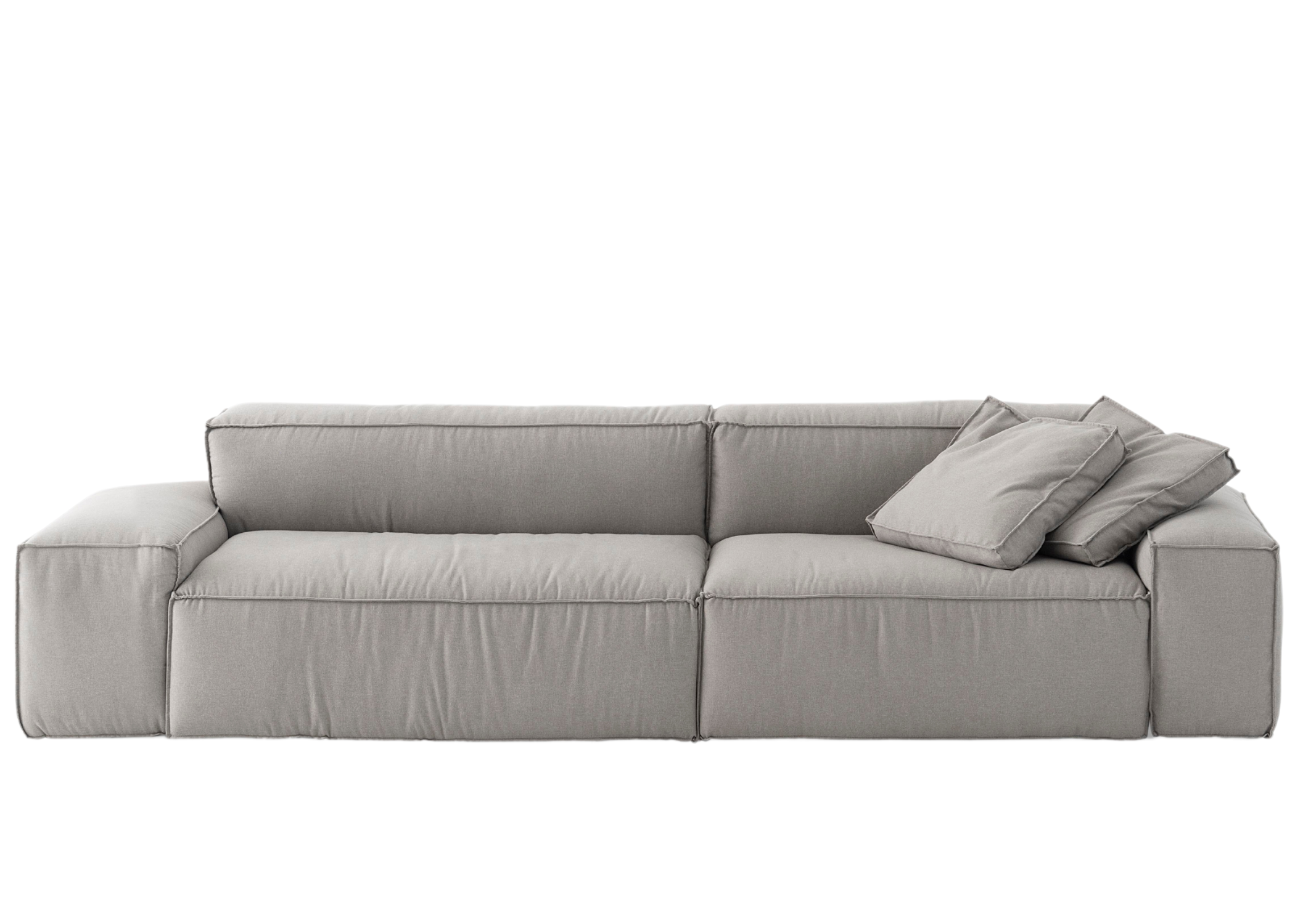 Sofá Joy - Vista frontal, destacando linhas simples e elegantes.