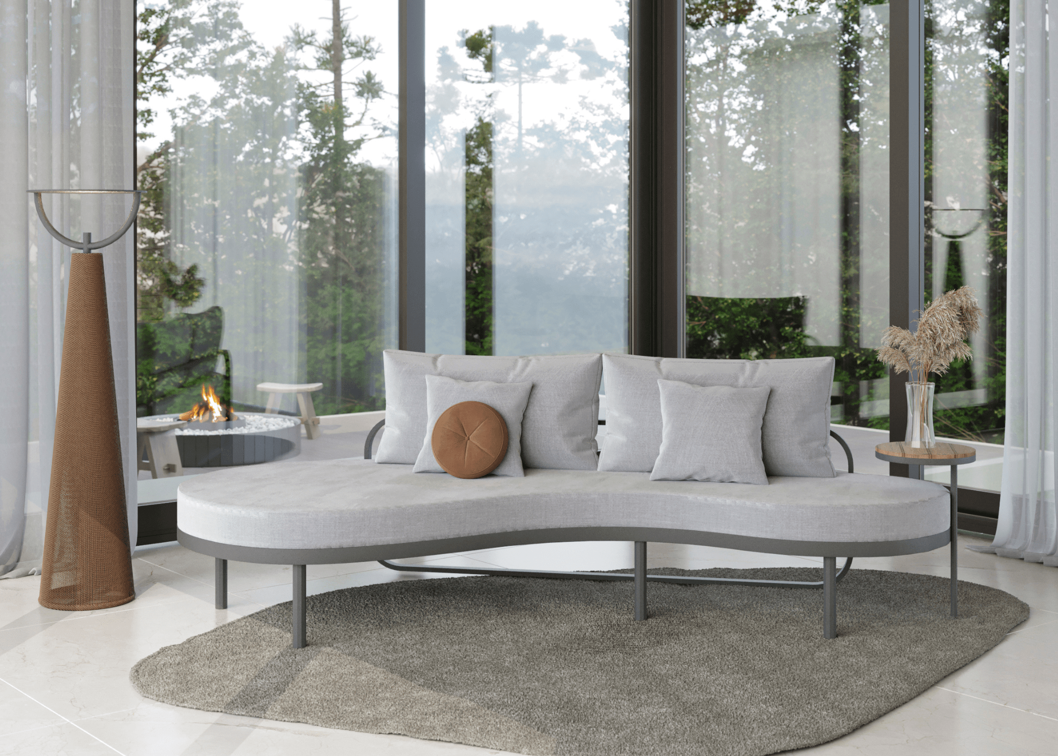 Design moderno e resistente do sofá Oasis para jardins e varandas.