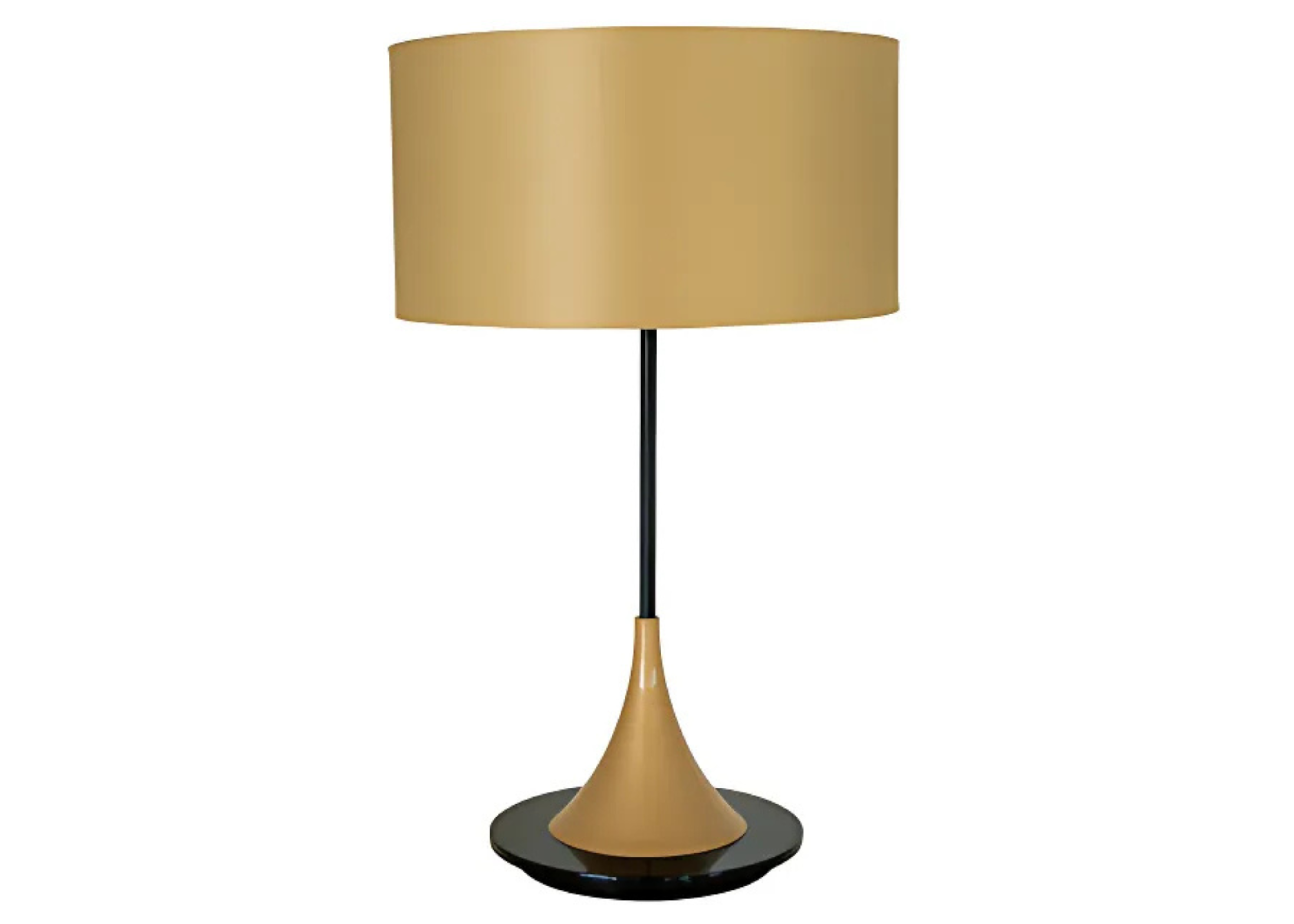 Abajur de mesa dourado moderno, modelo Moveca Decor, ideal para quartos sofisticados e contemporâneos.
