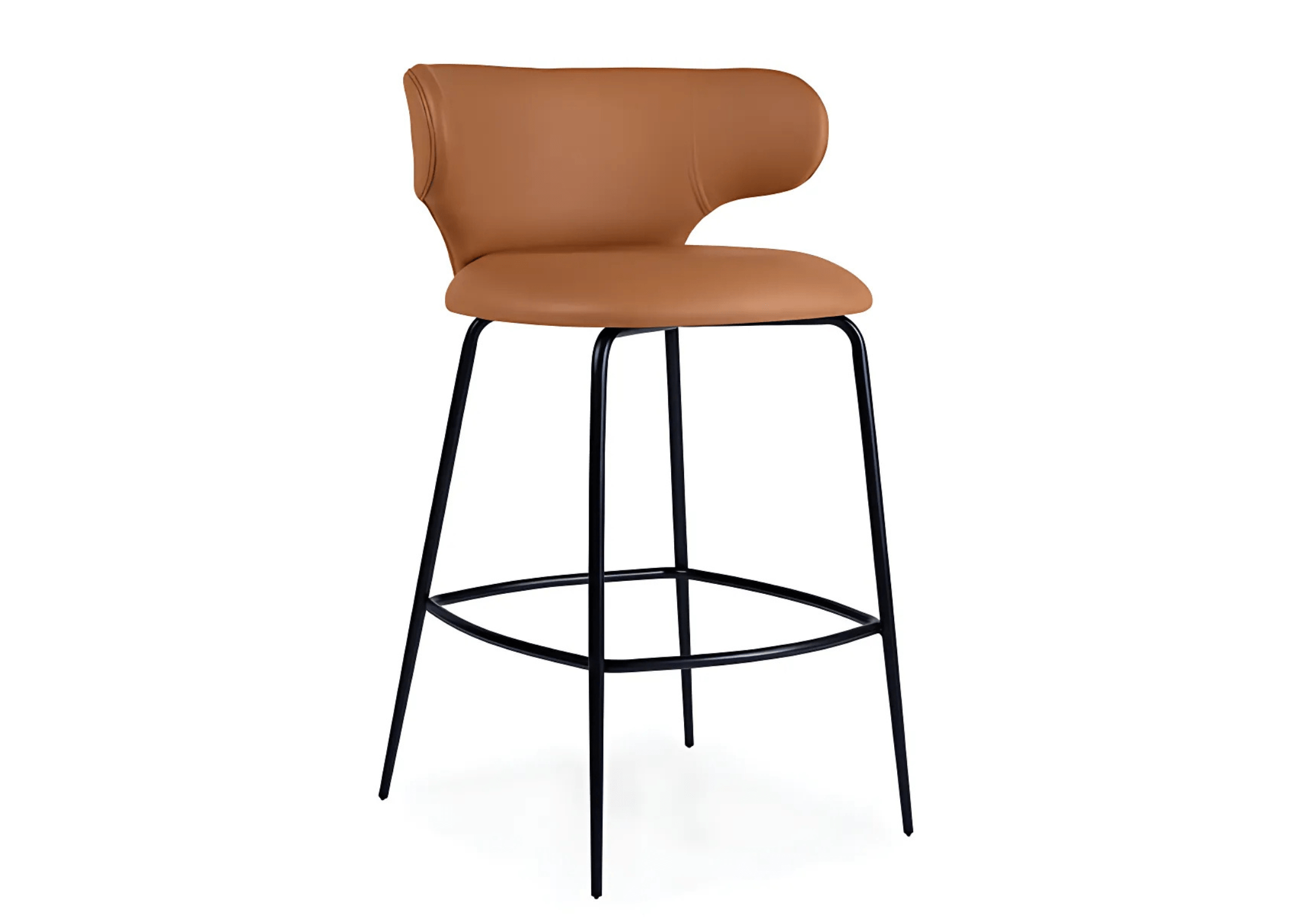 Banqueta Eleganza com base em aço inox e acabamento impecável, ideal para compor ambientes sofisticados com elegância e conforto.