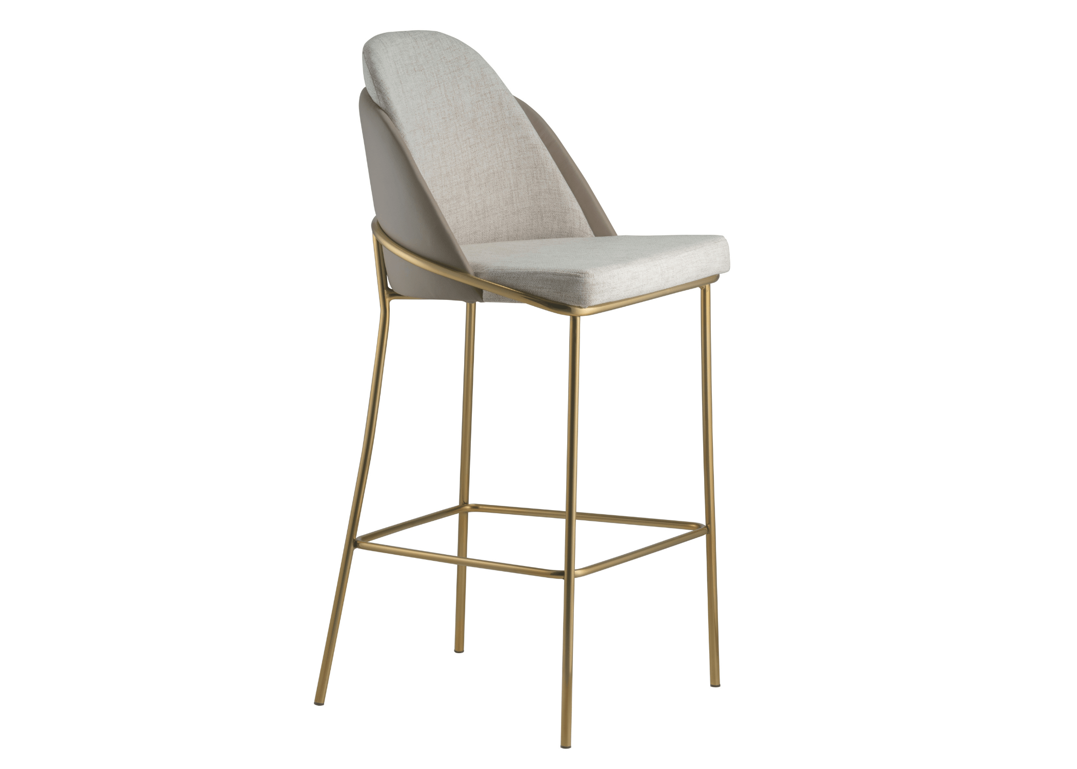 Banqueta Green elegante, com revestimento em tecido linho e costas em couríssimo, combinando textura e requinte para um visual sofisticado e acolhedor.