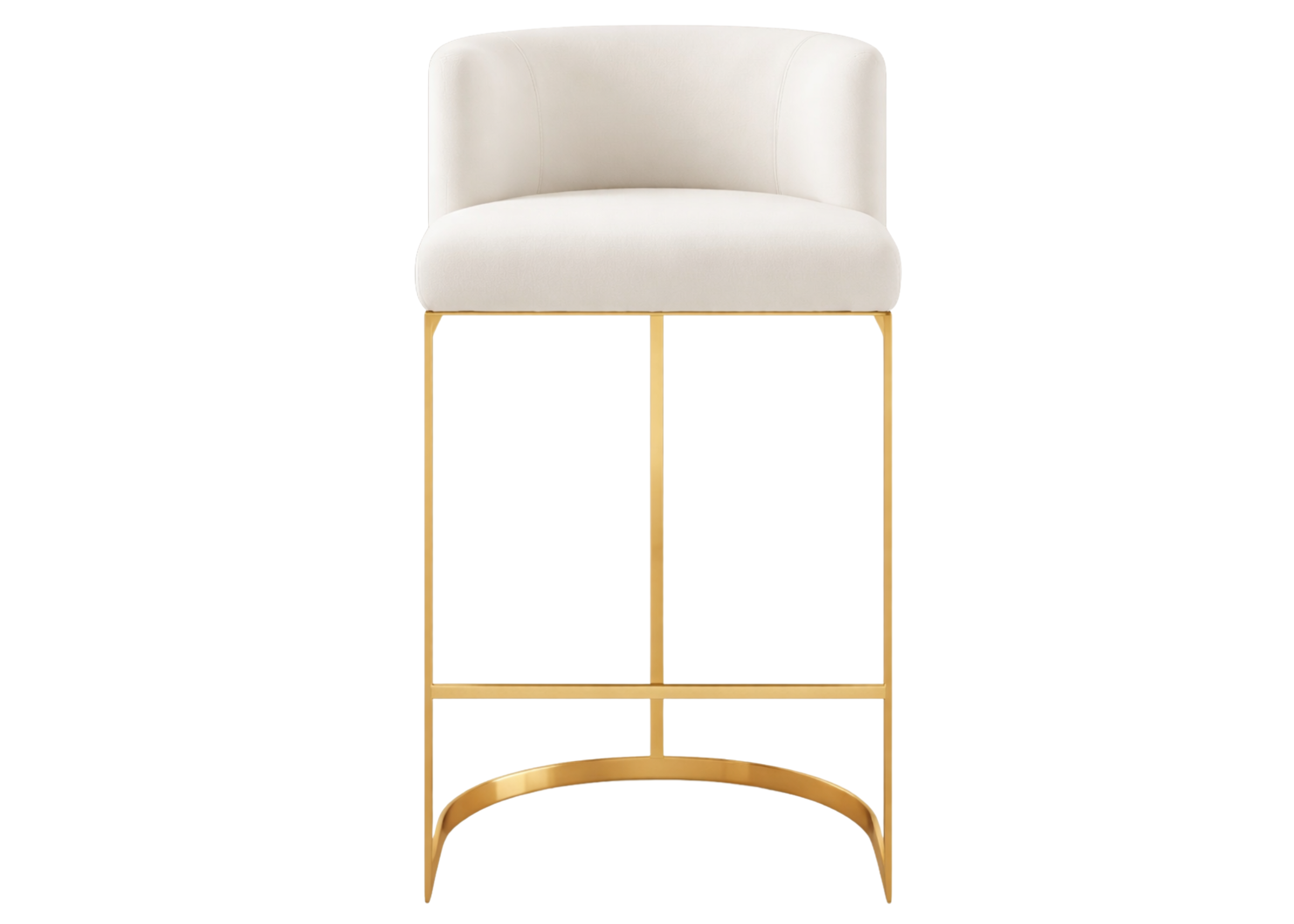 Assento estofado da banqueta Gregori: conforto e sofisticação em um único design.