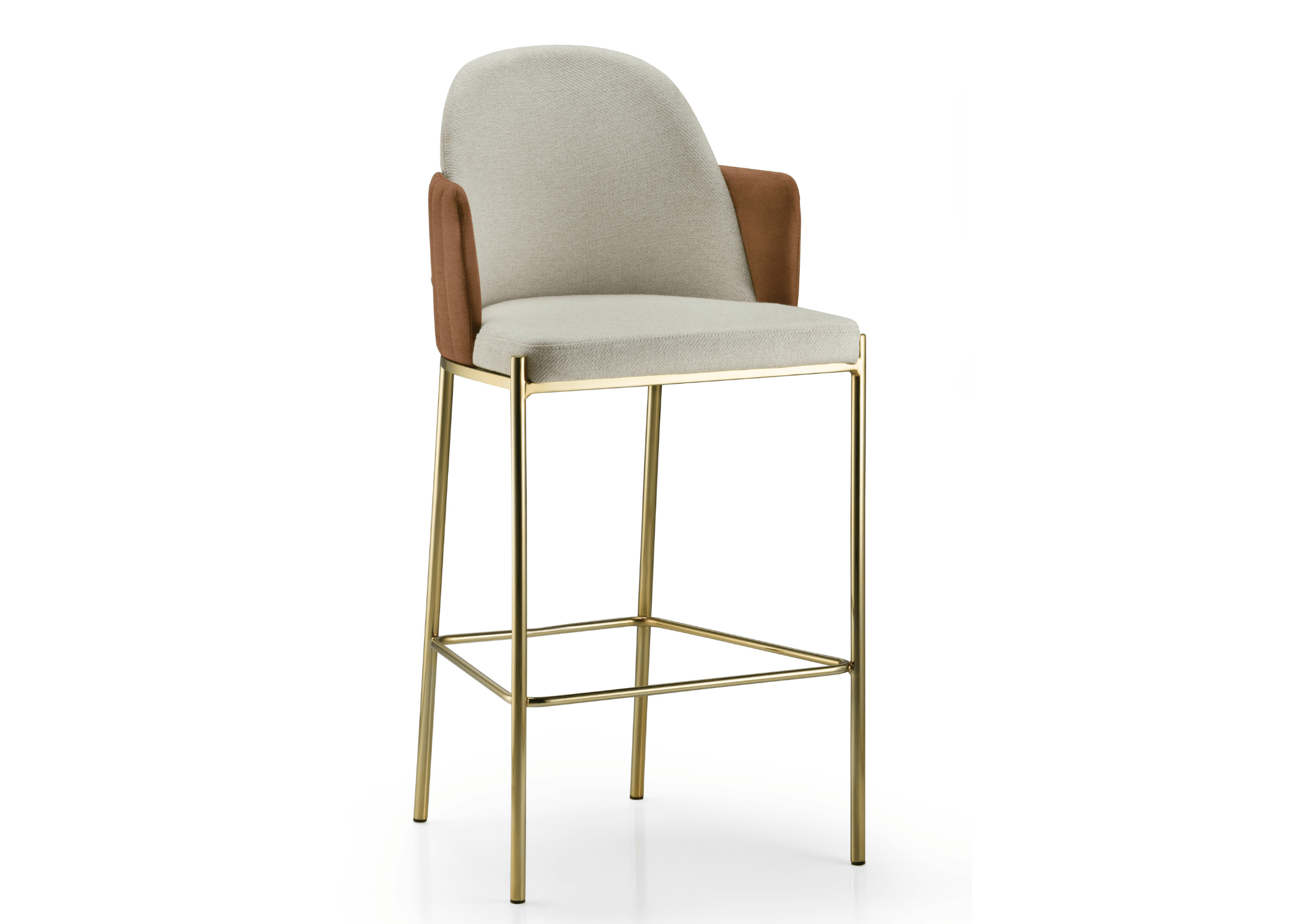 Banqueta Janette elegante e confortável, com base dourada que adiciona um toque de luxo e sofisticação ao ambiente.