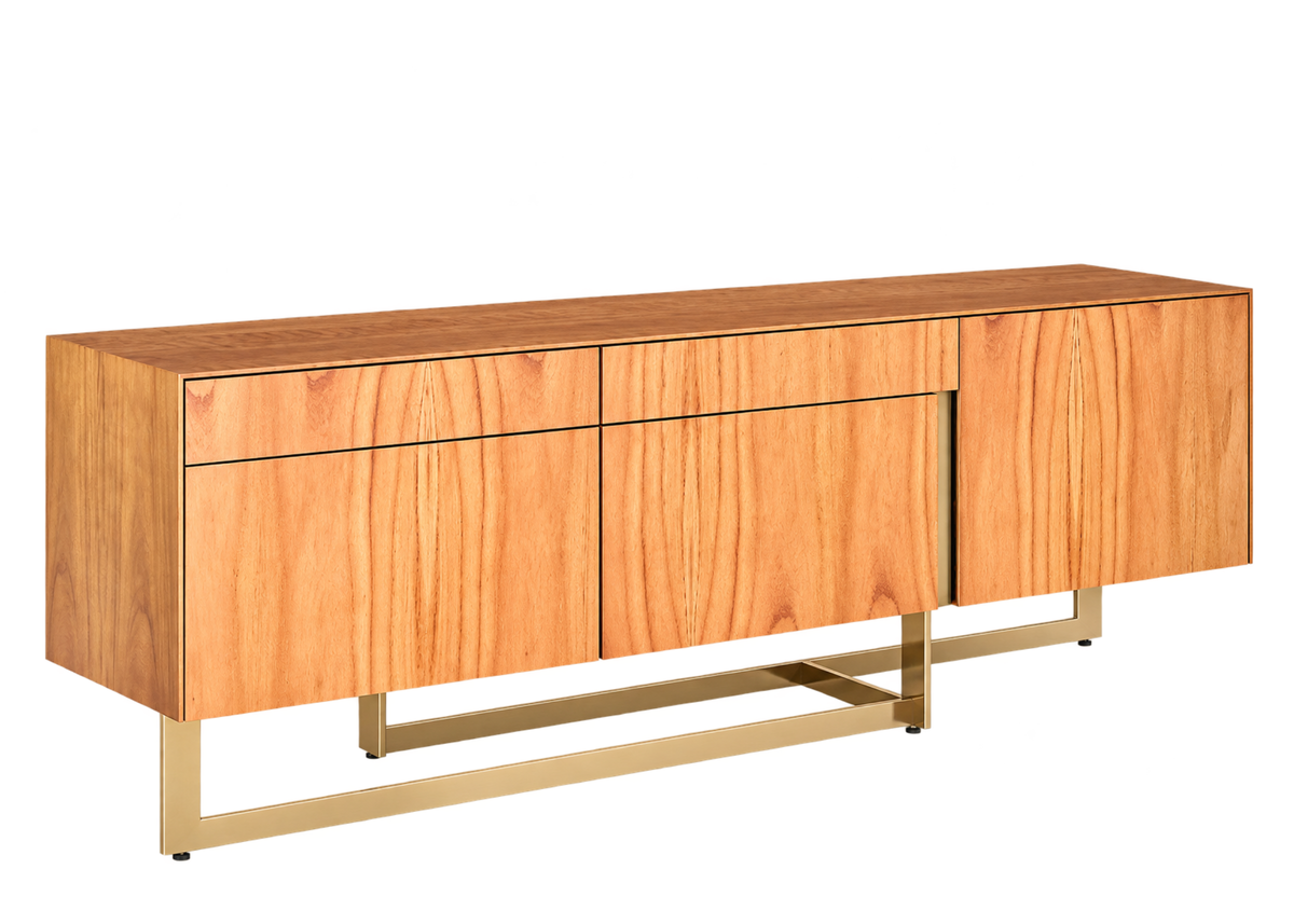 Buffet Deise com design contemporâneo, acabamento sofisticado e base em aço inox, ideal para salas de jantar modernas.