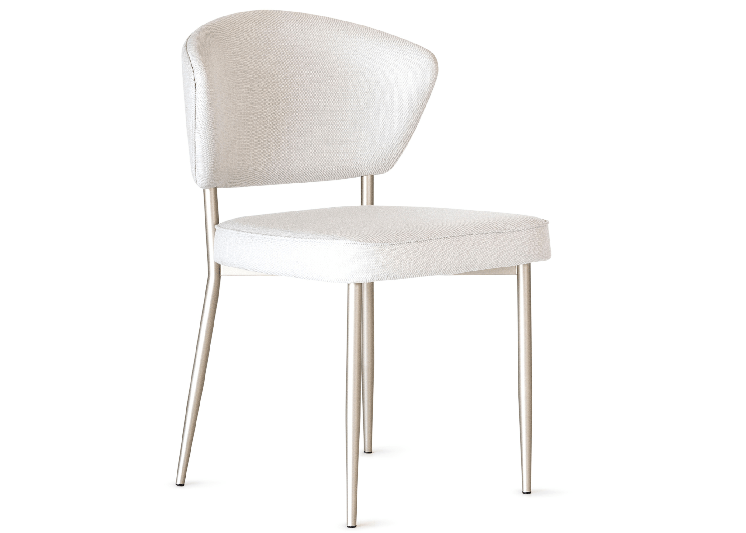 Cadeira Braid com encosto ergonômico estofado e pernas em inox vista lateral