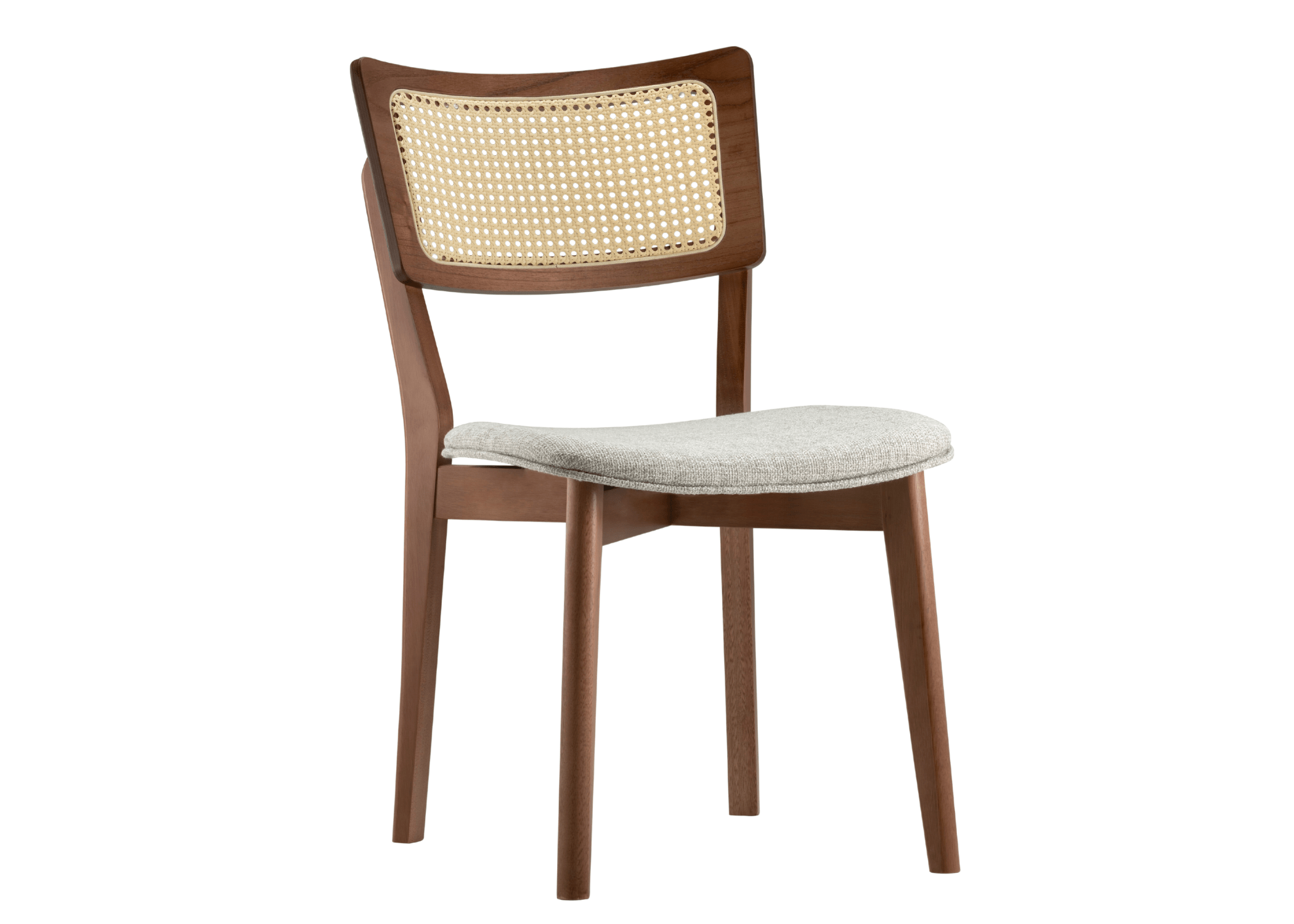 Cadeira Connie com assento confortável e encosto em tela sextavada, apresentando design elegante e sofisticado, ideal para compor ambientes modernos e acolhedores.