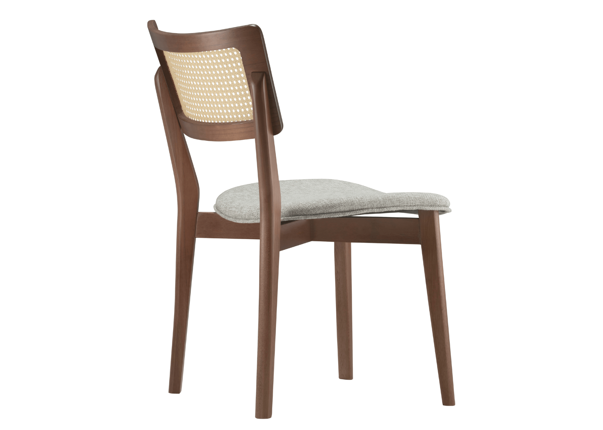 Cadeira Connie com detalhes encantadores, conforto e lâmina de madeira, apresentando design elegante e sofisticado, ideal para compor ambientes modernos e acolhedores.