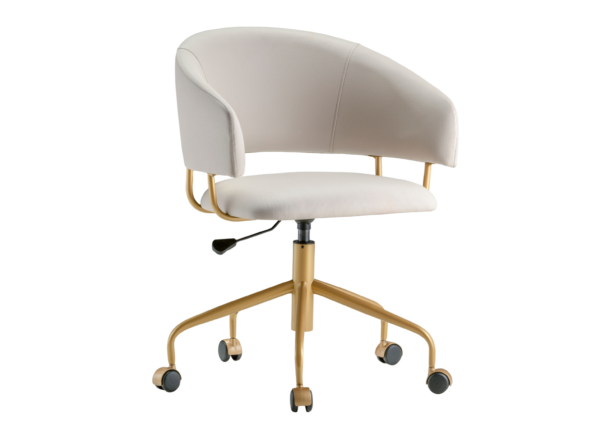 Cadeira de escritório Rex com estrutura em aço carbono e acabamento em pintura epóxi fosca, oferecendo conforto, resistência e design moderno para ambientes de trabalho sofisticados.