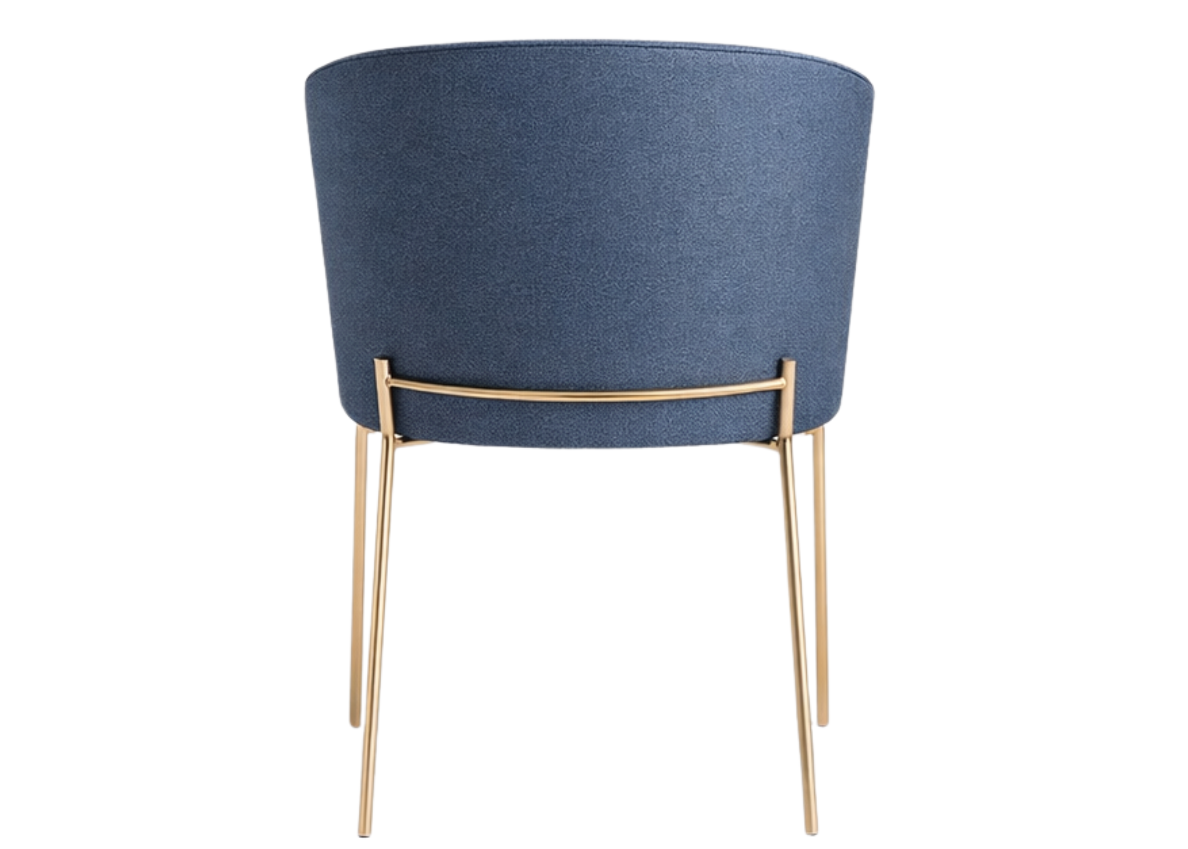 Cadeira Donna com detalhes nas costas e estrutura em metal dourado, apresentando design elegante e sofisticado, ideal para compor ambientes modernos e refinados.