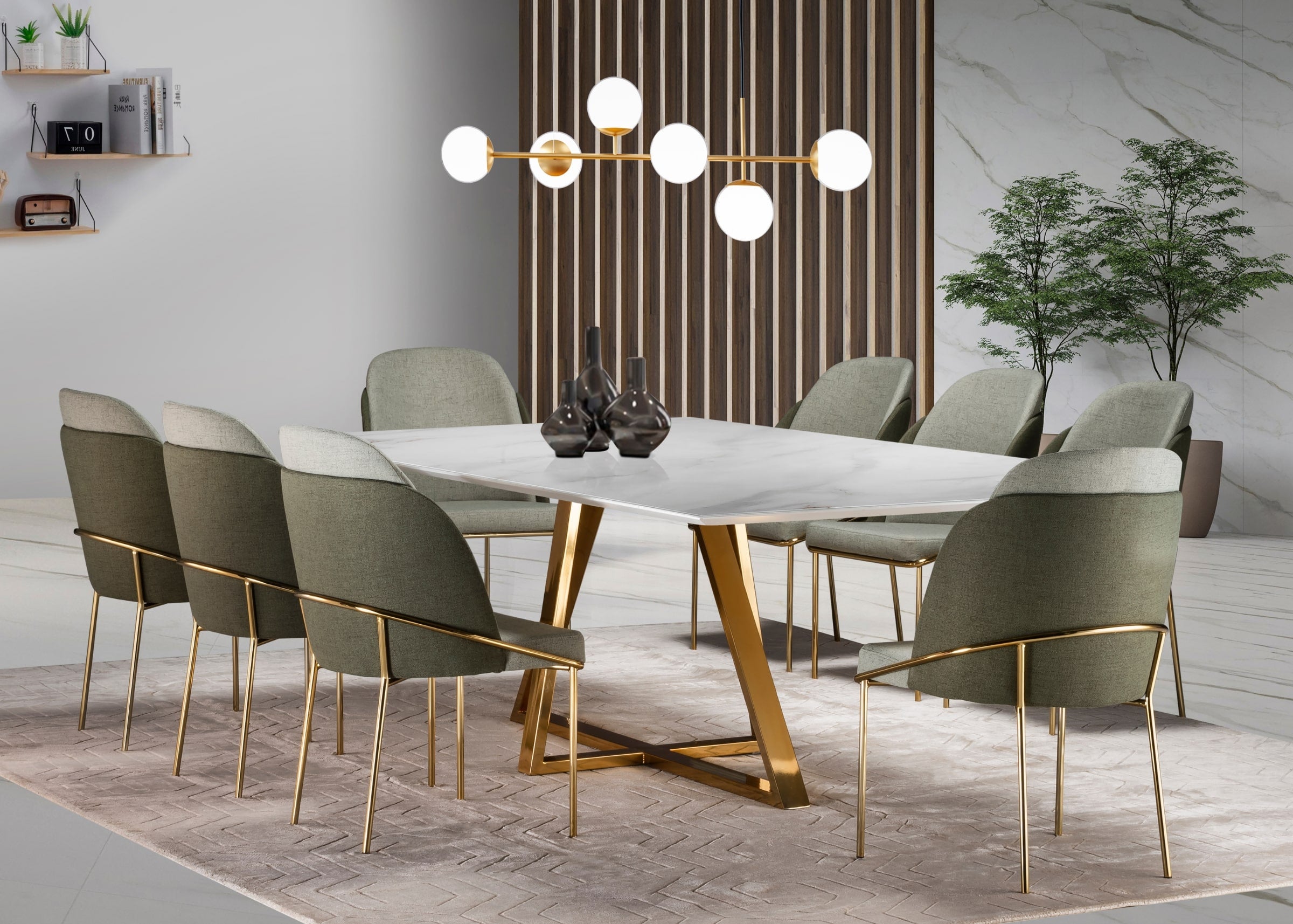 Cadeira para sala de jantar Green com design moderno e estofamento confortável