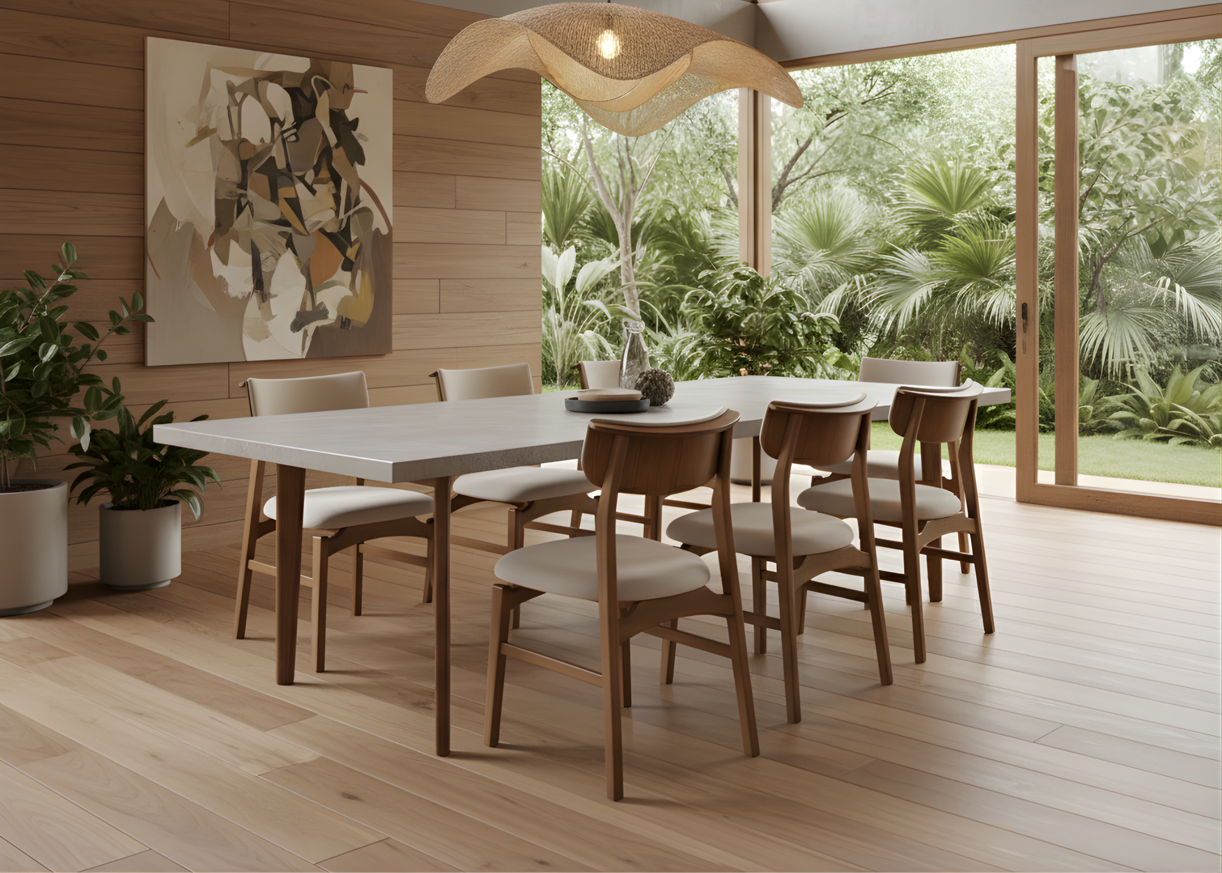 Cadeira moderna modelo Ninho para sala de jantar contemporânea, design elegante e sofisticado, ideal para compor ambientes refinados.