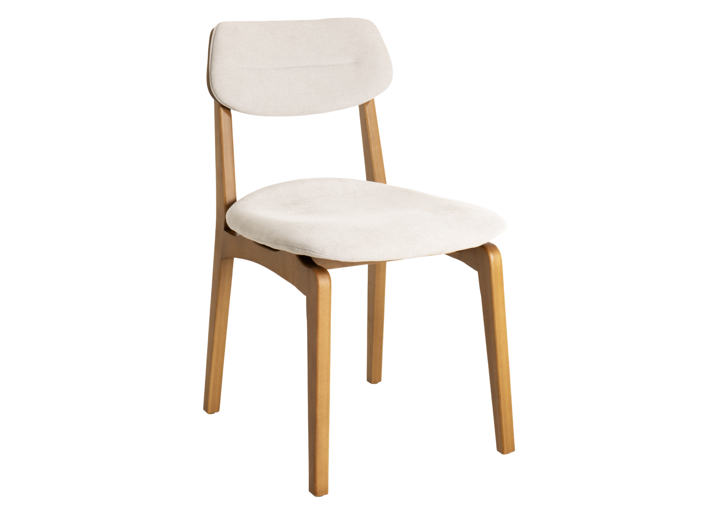 Cadeira orgânica modelo Shell, com base em madeira, design contemporâneo e formato ergonômico, ideal para salas de jantar modernas.